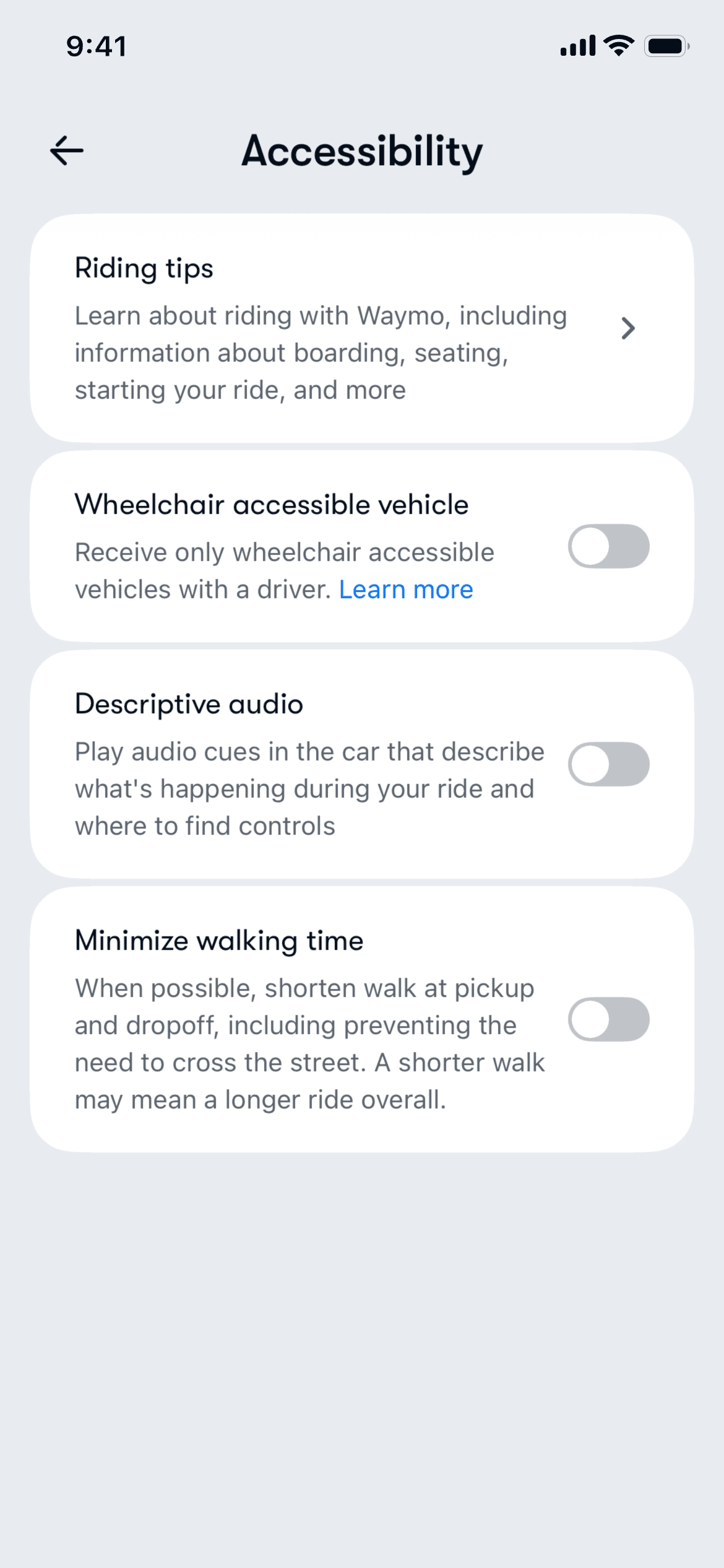 Waymo iOS Travel & Transportation interface screenshot 11