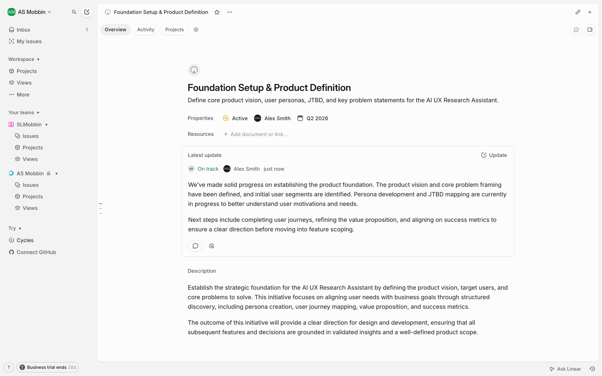 Collaboration app screen 2