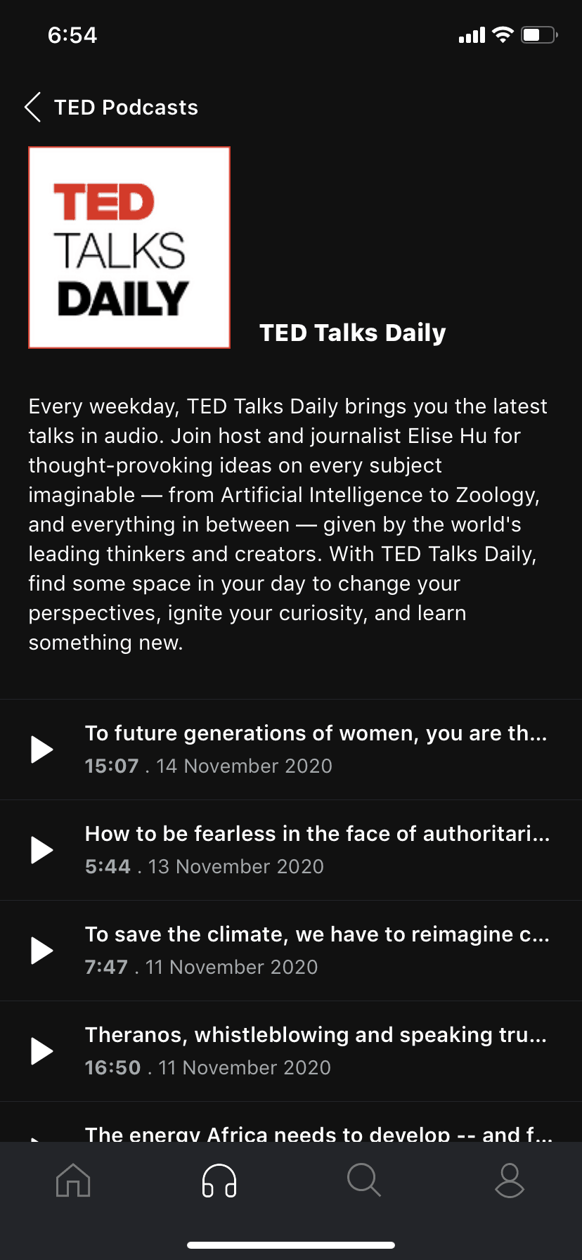 TED iOS Education interface screenshot 1