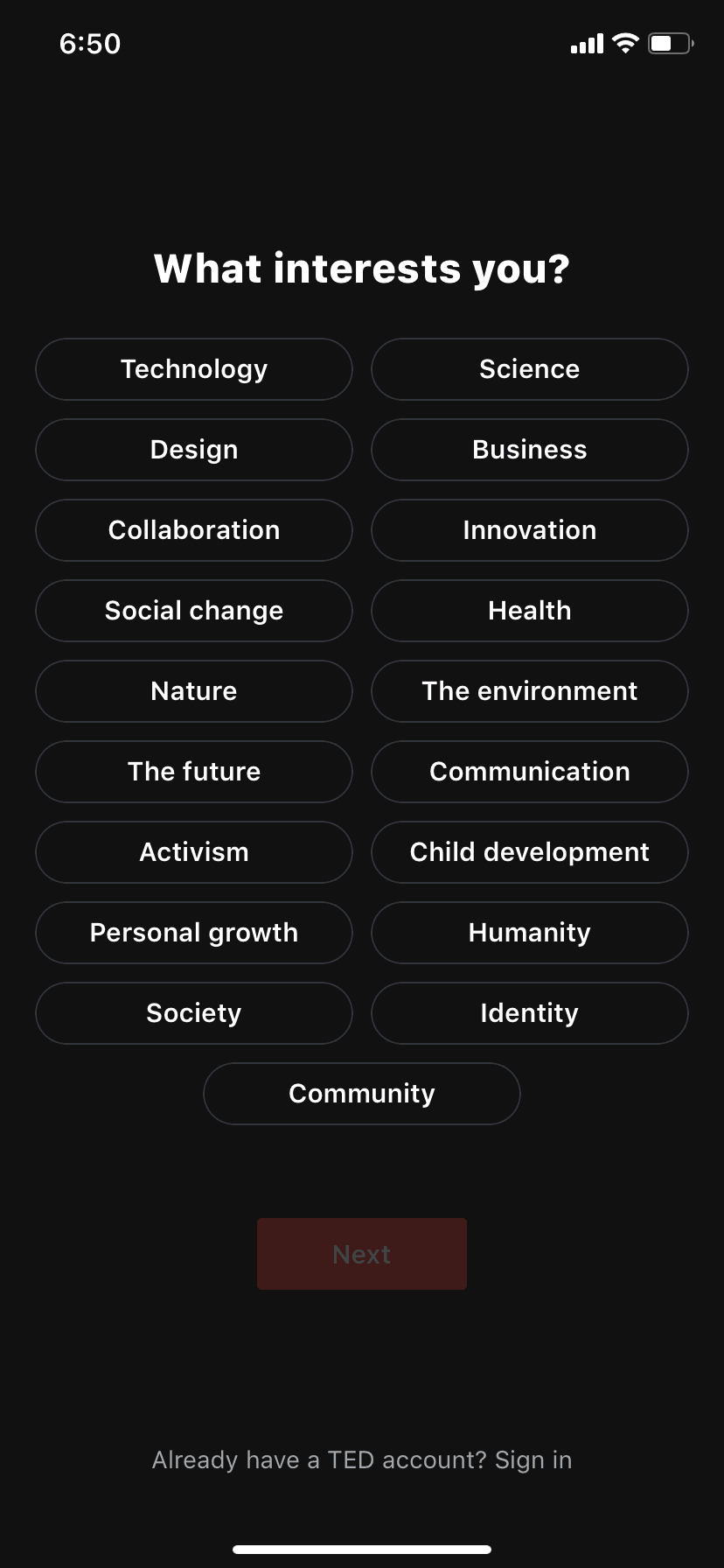 TED iOS Education interface screenshot 4