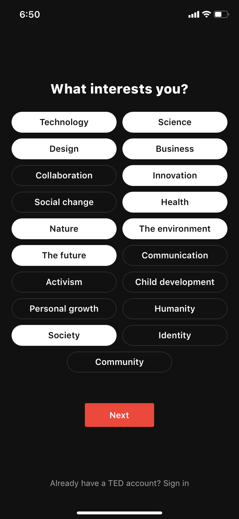 TED iOS Education interface screenshot 5