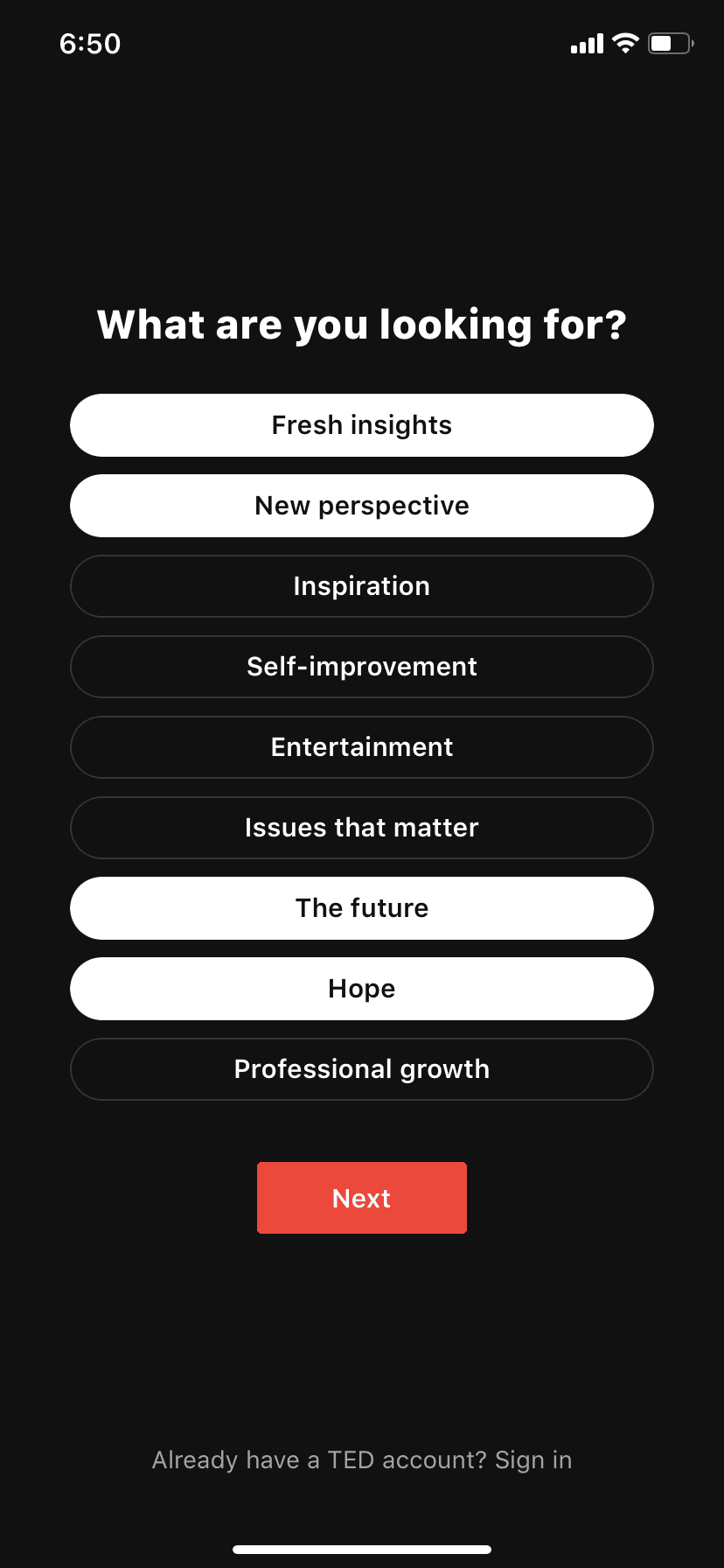 TED iOS Education interface screenshot 6
