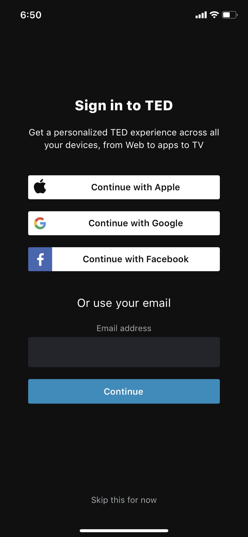 TED iOS Education interface screenshot 7