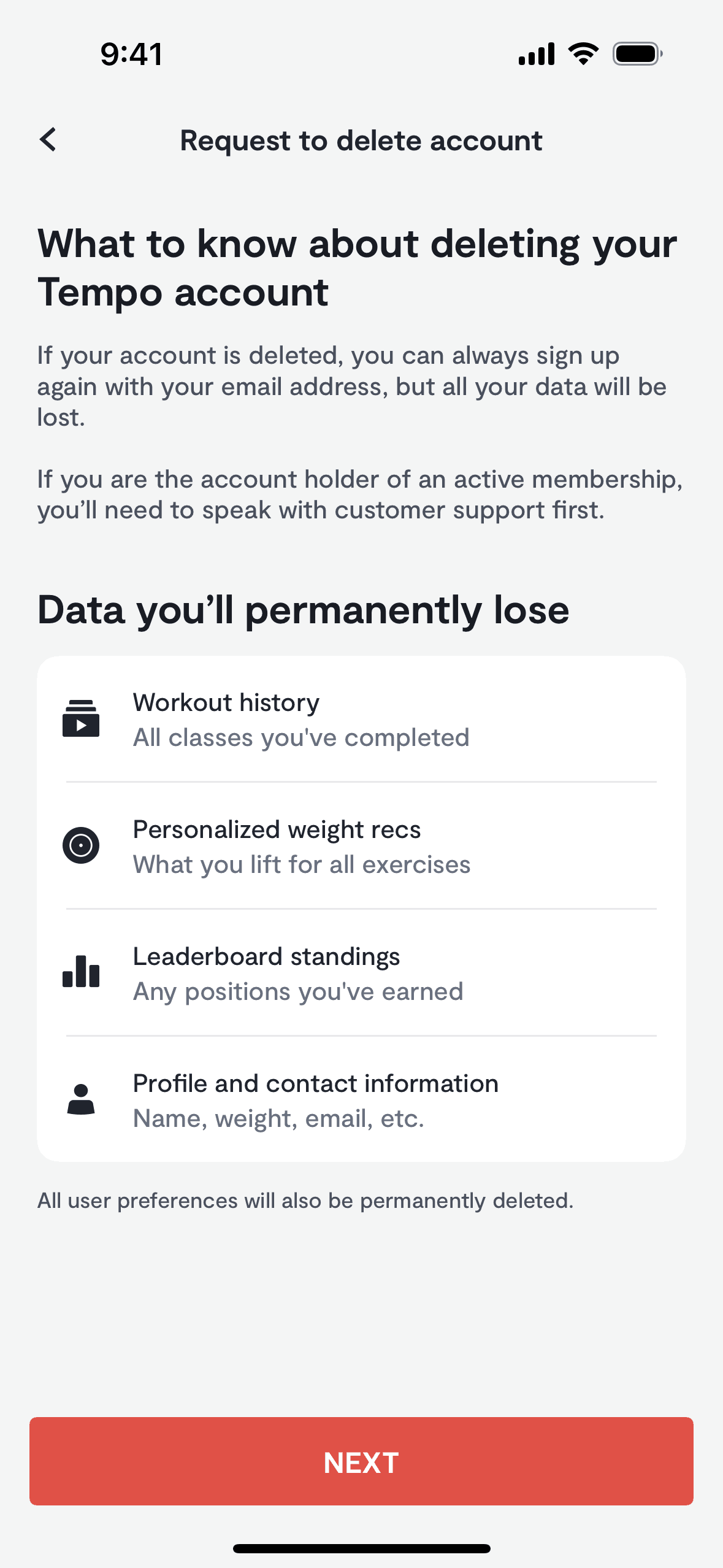 Tempo iOS Health & Fitness interface screenshot 17