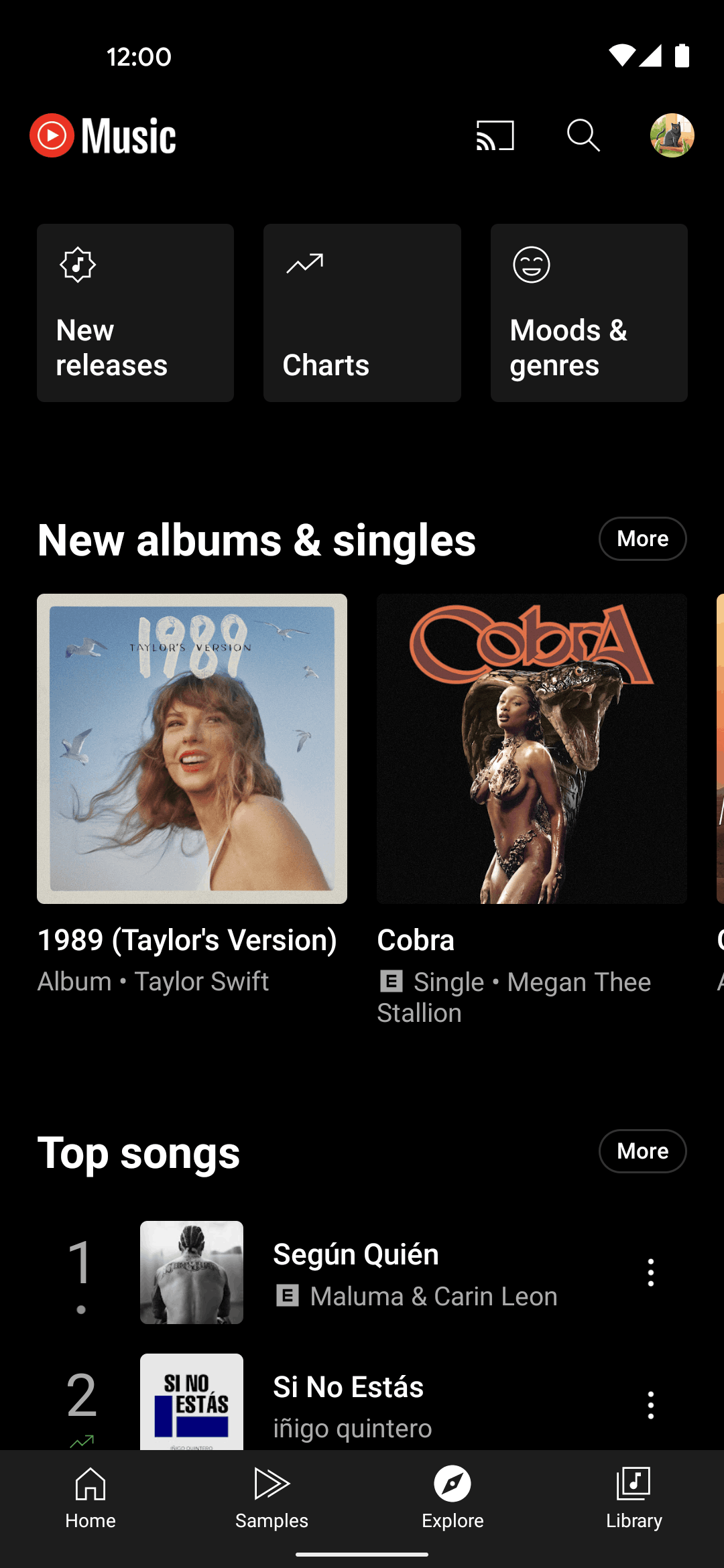 YouTube Music Android Music & Audio interface screenshot 1