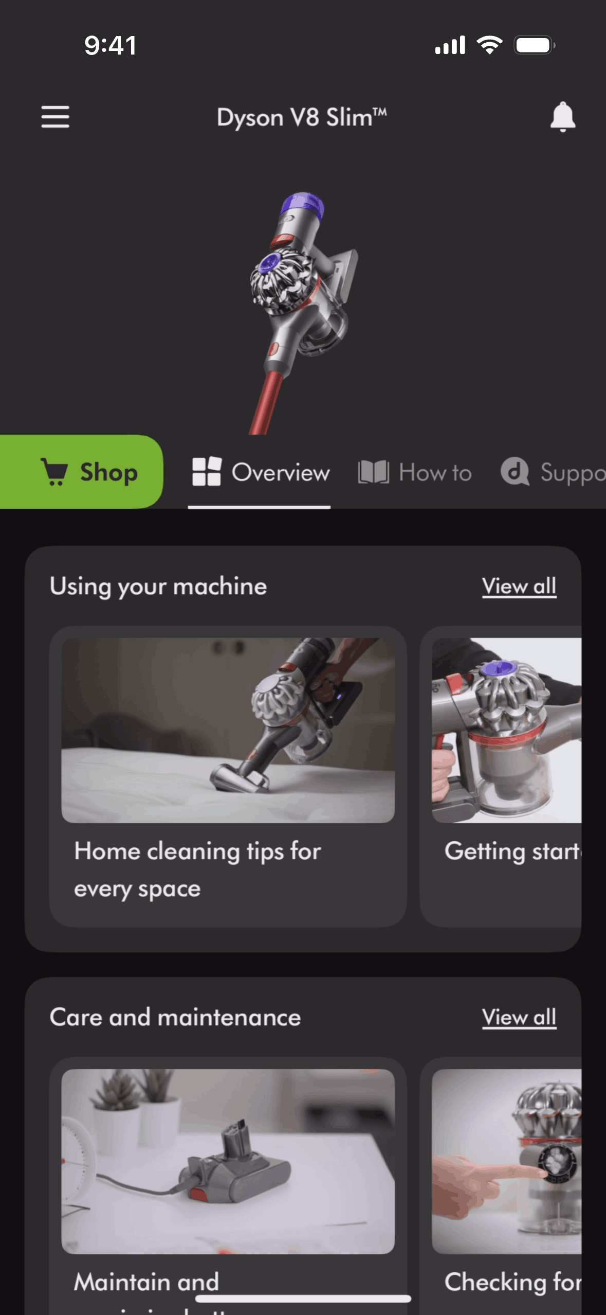 MyDyson iOS Utilities interface screenshot 1
