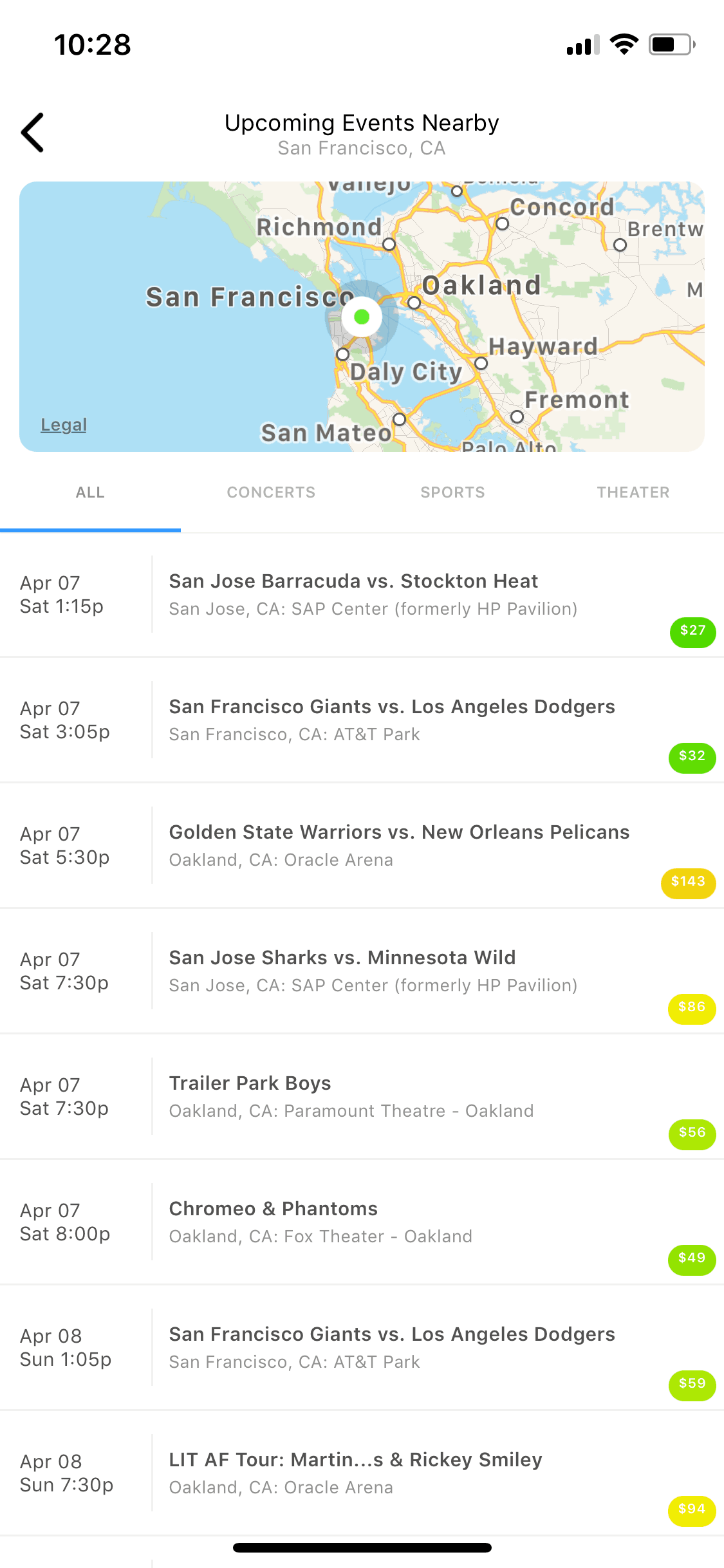 TickPick iOS Entertainment interface screenshot 3