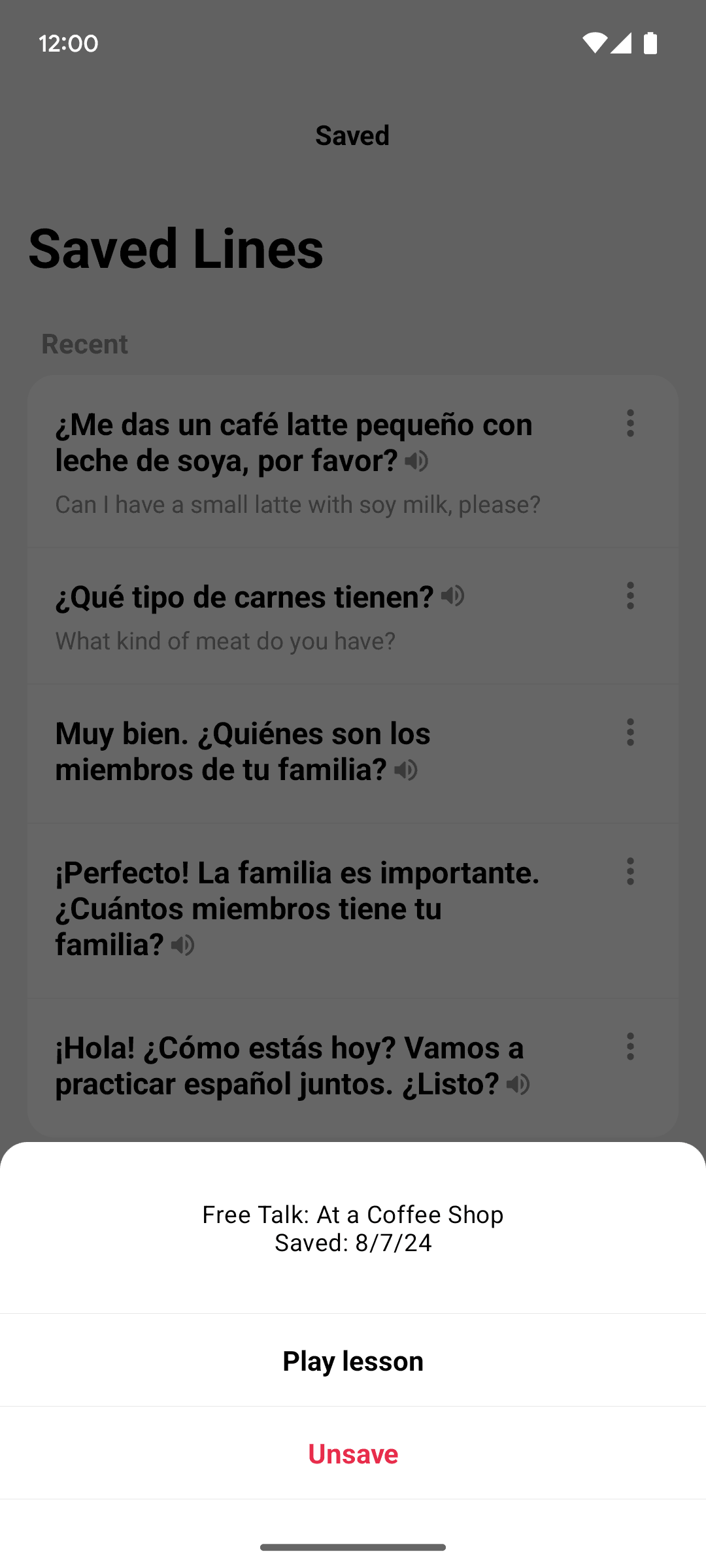 Speak Android Education interface screenshot 2