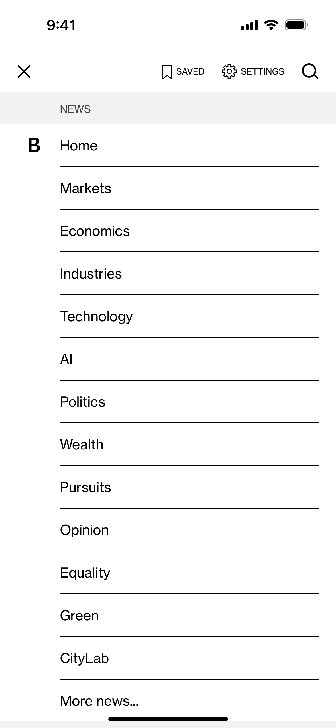 Bloomberg iOS News interface screenshot 9