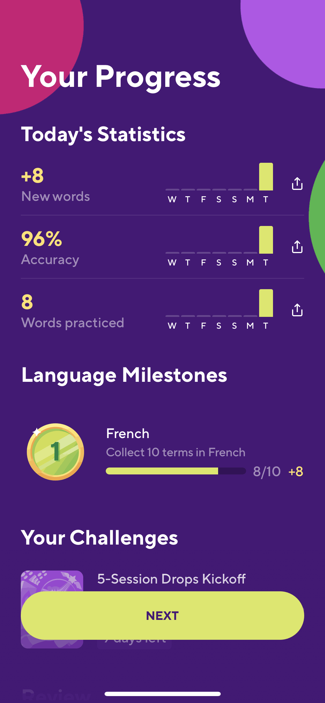 Drops iOS Education interface screenshot 4