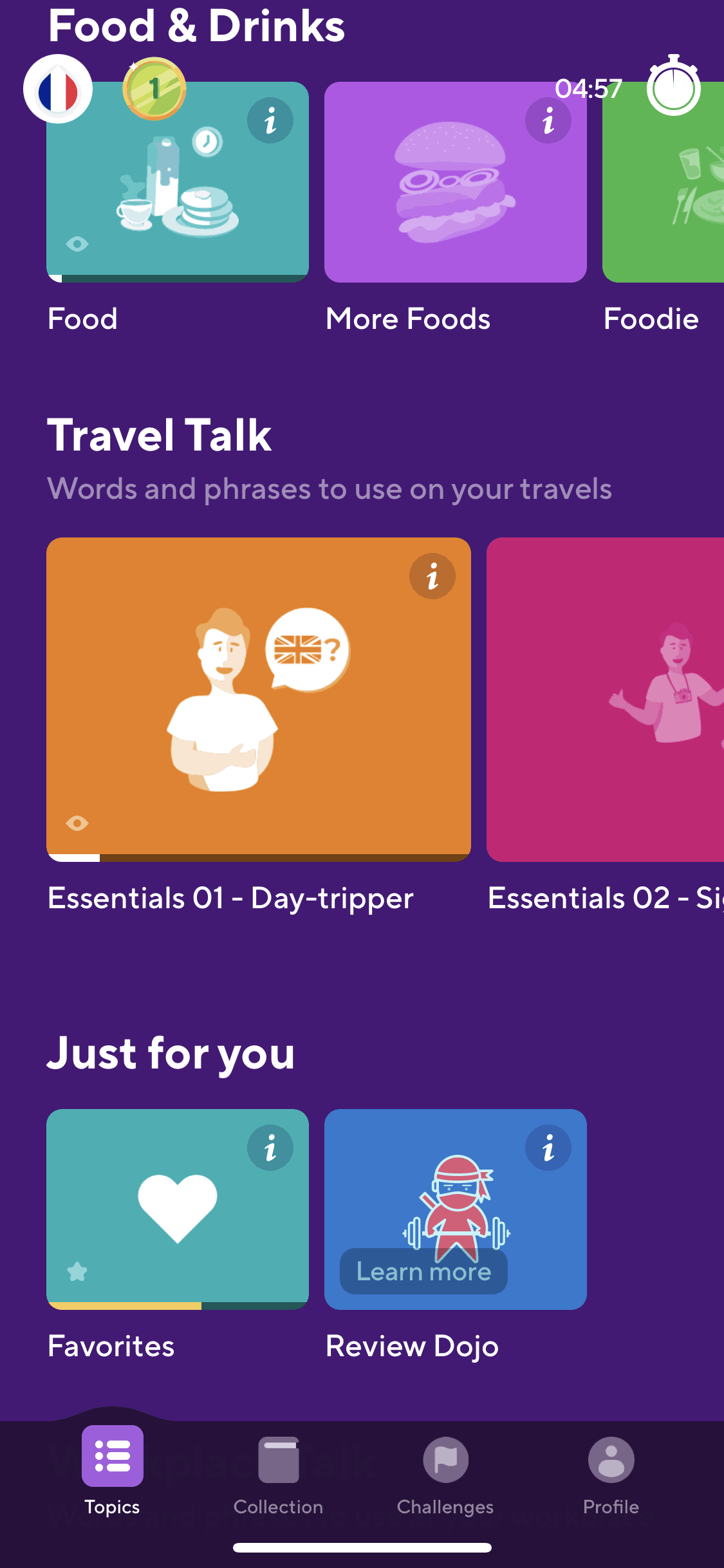Drops iOS Education interface screenshot 3