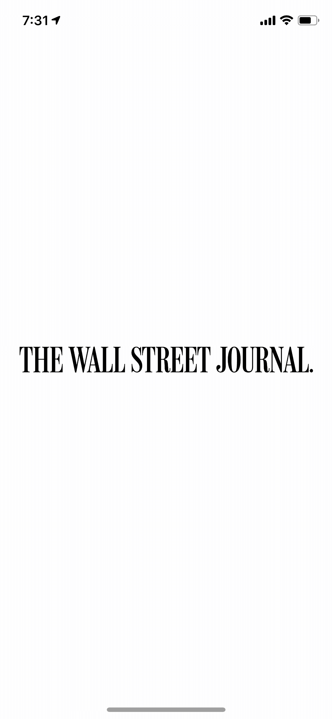 The Wall Street Journal iOS News interface screenshot 1
