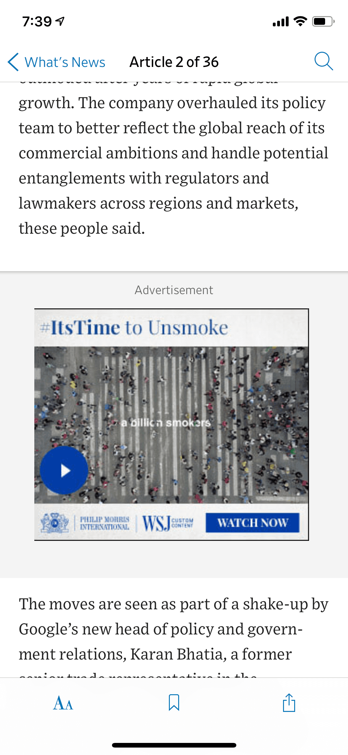 The Wall Street Journal iOS News interface screenshot 20