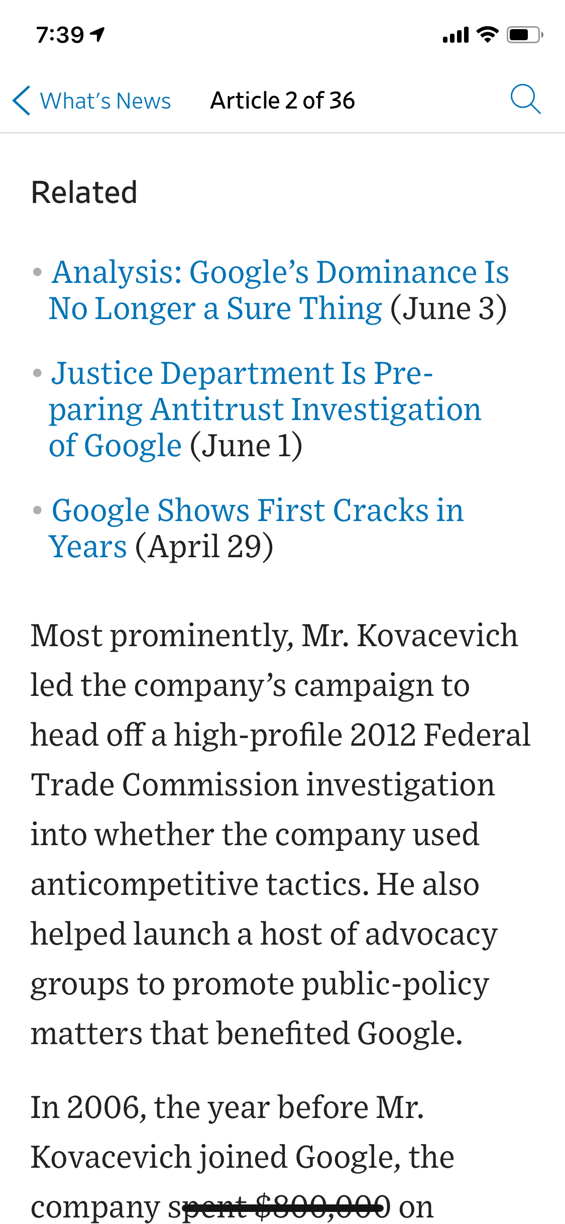 The Wall Street Journal iOS News interface screenshot 23