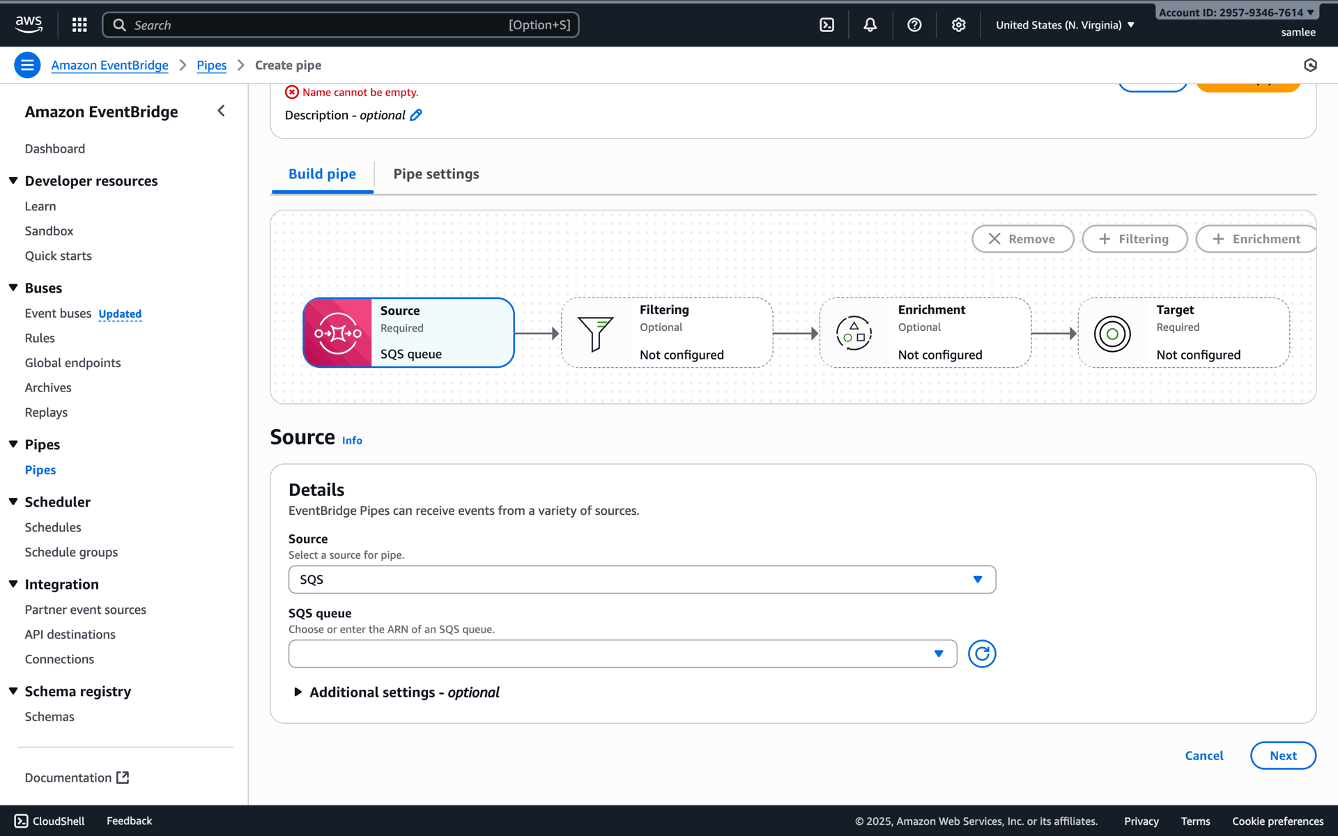 Amazon Web Services (AWS) Web Developer Tools interface screenshot 1