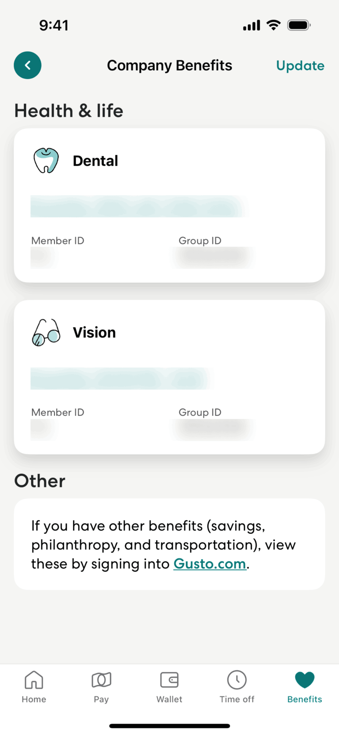 Gusto Mobile iOS Finance interface screenshot 19