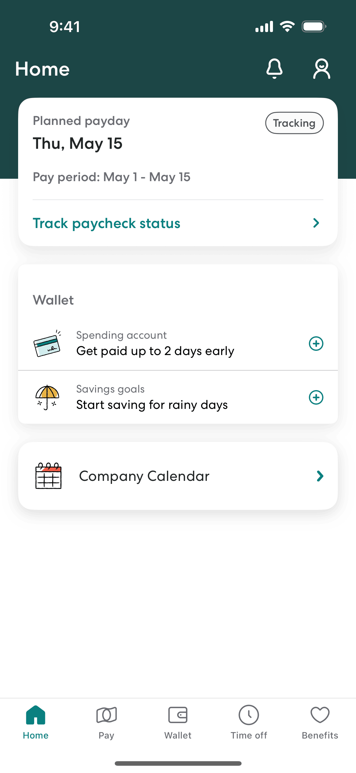 Gusto Mobile iOS Finance interface screenshot 1