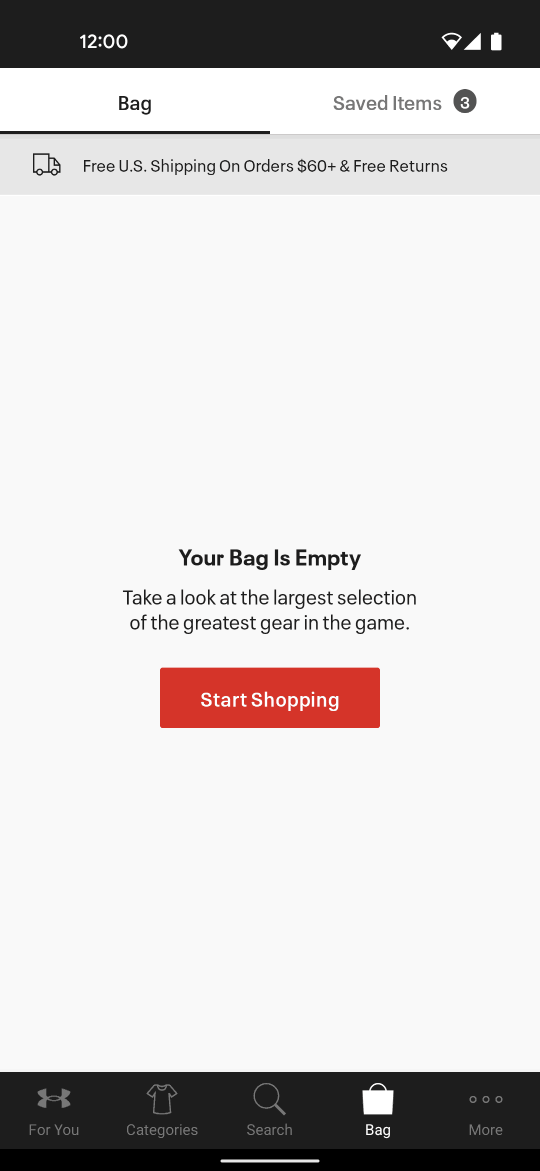 Under Armour Android Shopping interface screenshot 3