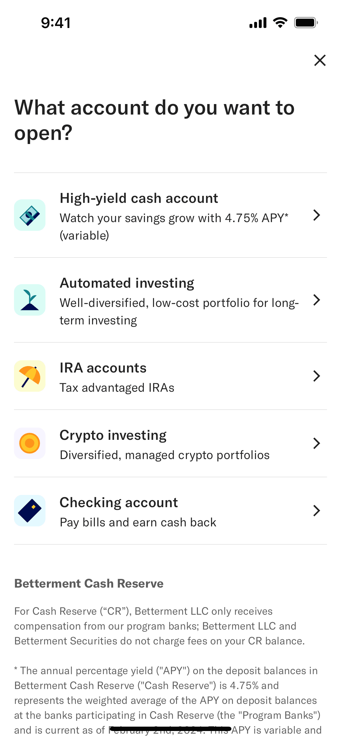 Betterment iOS Finance interface screenshot 5