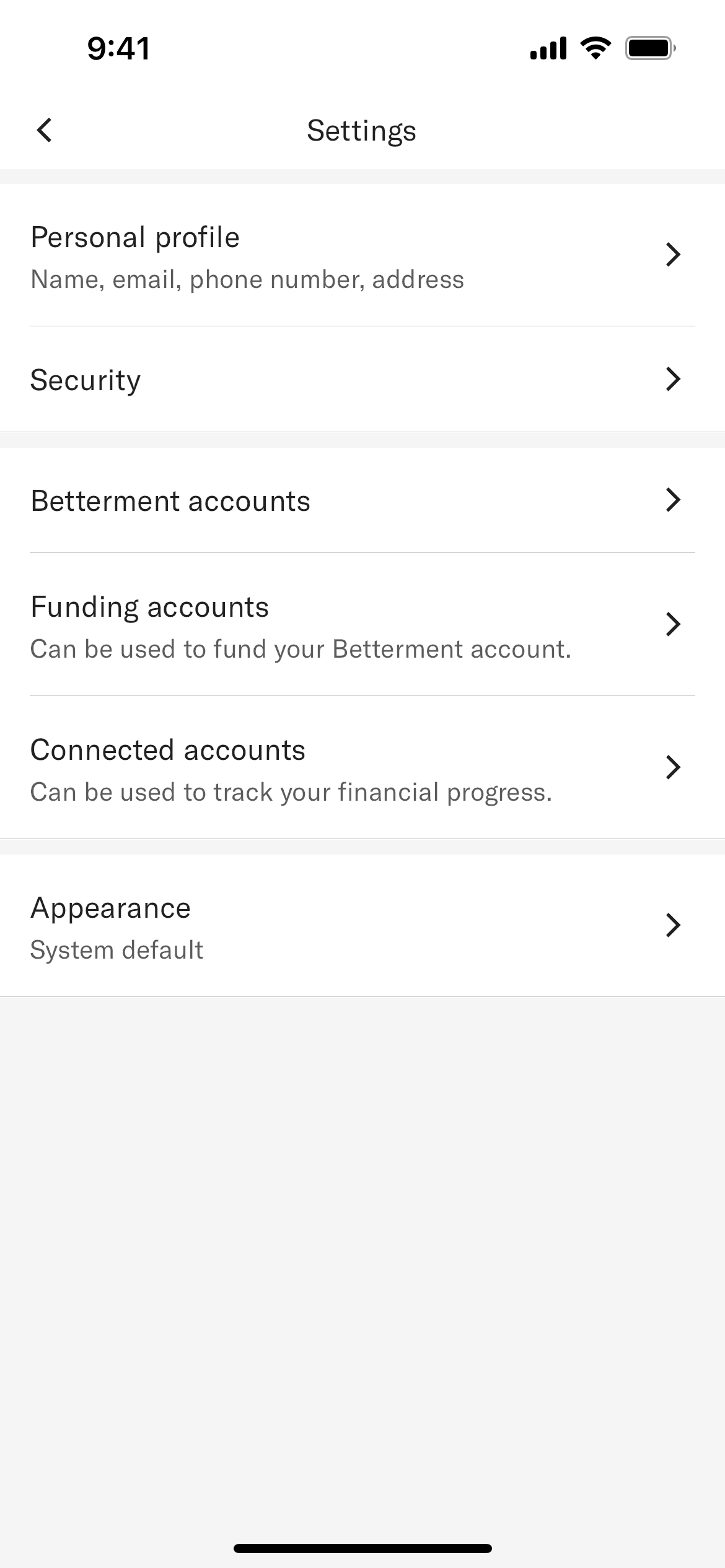 Betterment iOS Finance interface screenshot 17