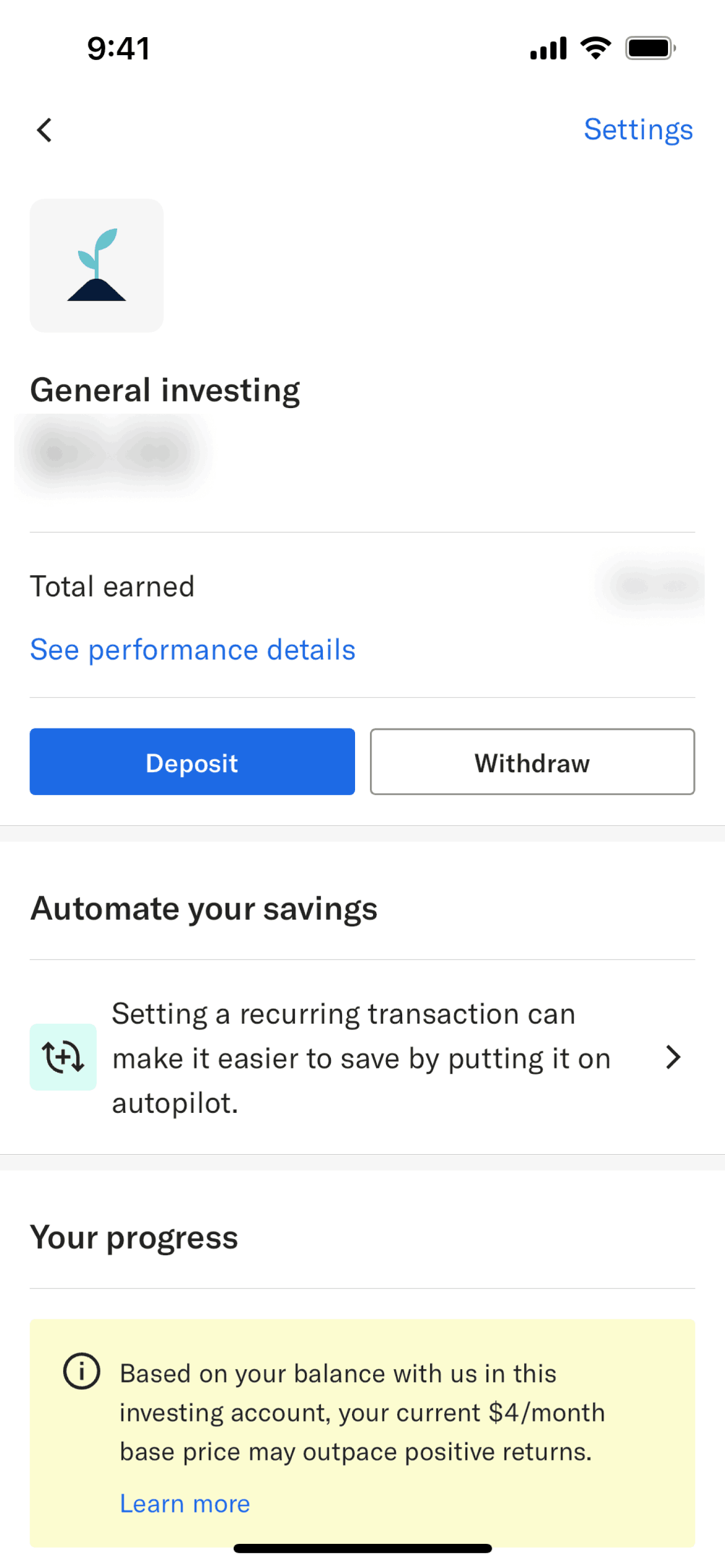 Betterment iOS Finance interface screenshot 2