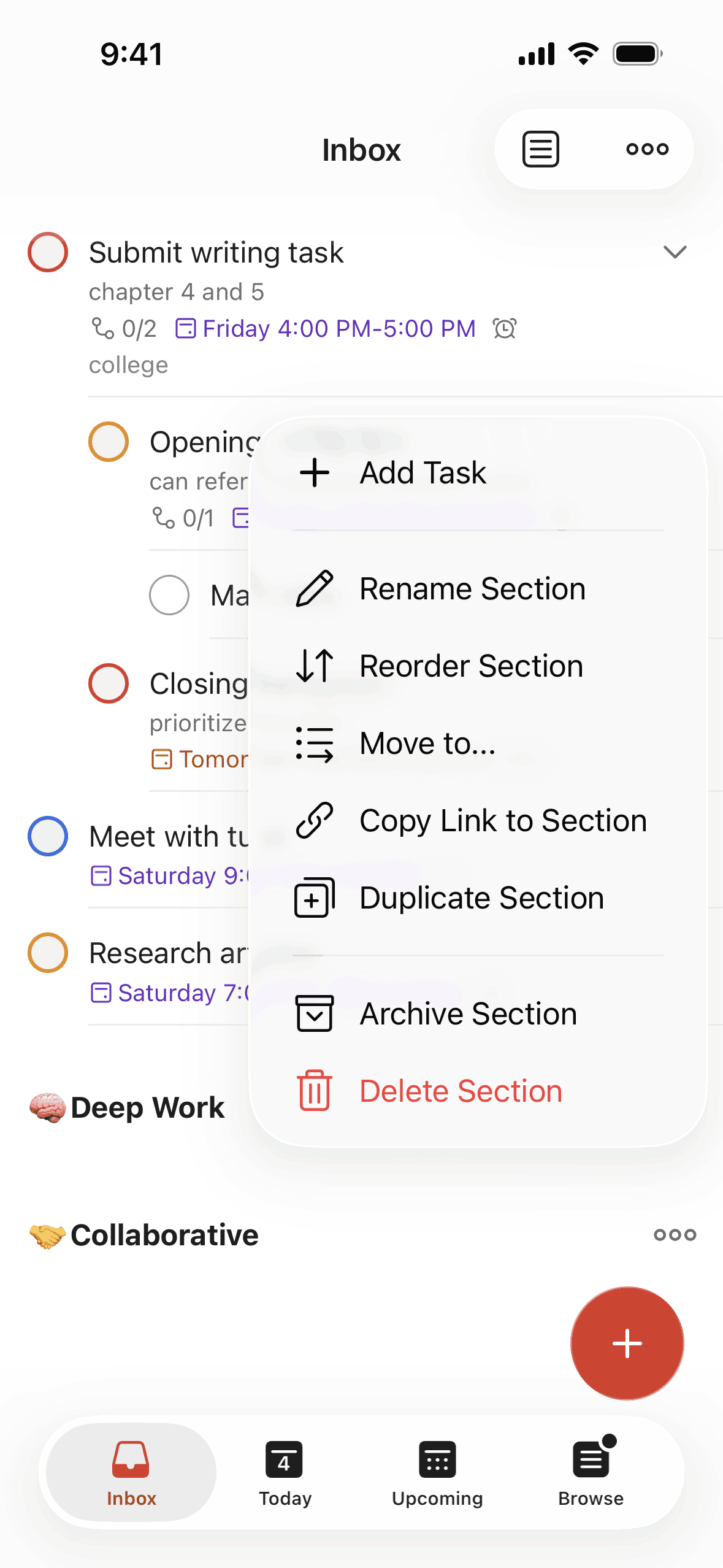 Todoist iOS Collaboration interface screenshot 18