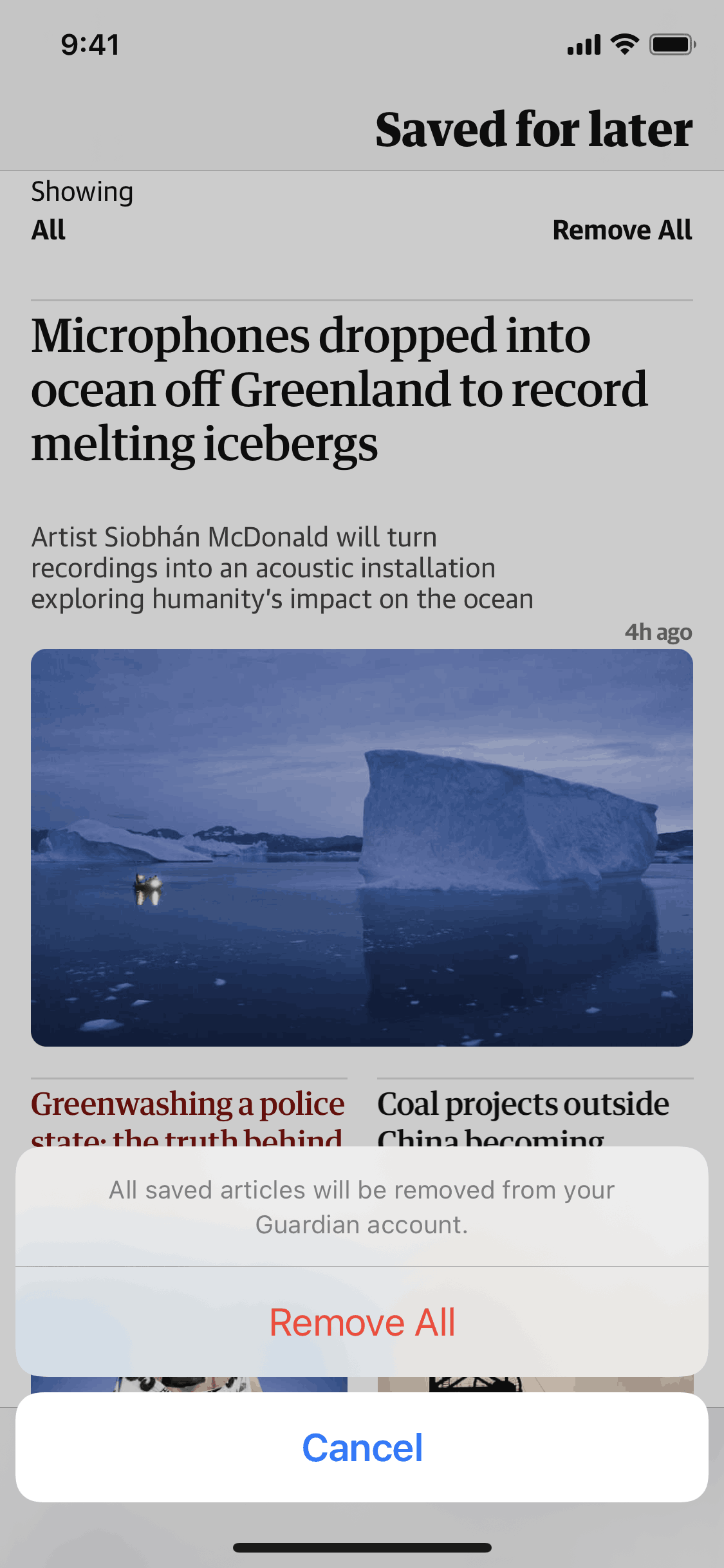 The Guardian iOS News interface screenshot 20