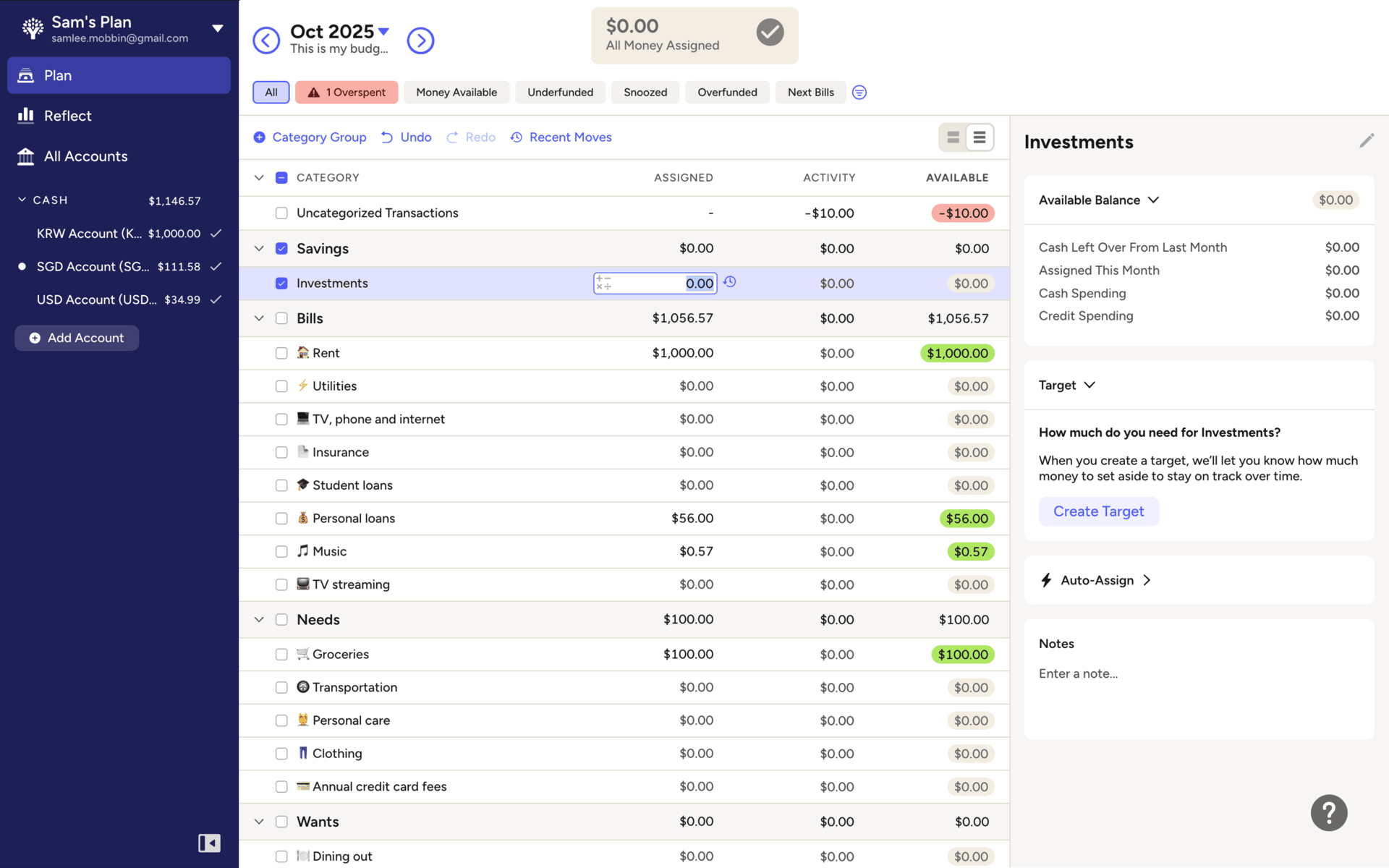 YNAB Web UI screenshot 7