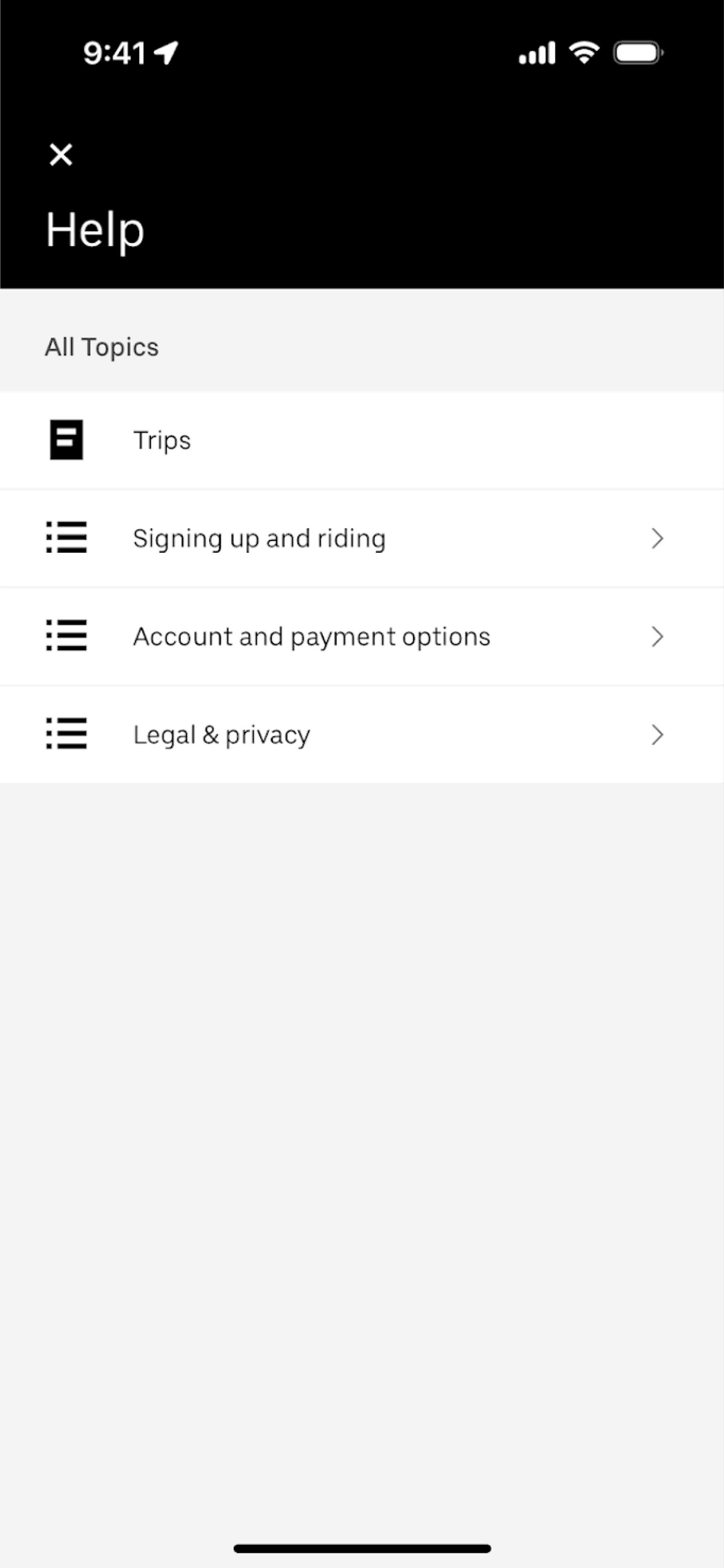 Uber iOS UI screenshot 8