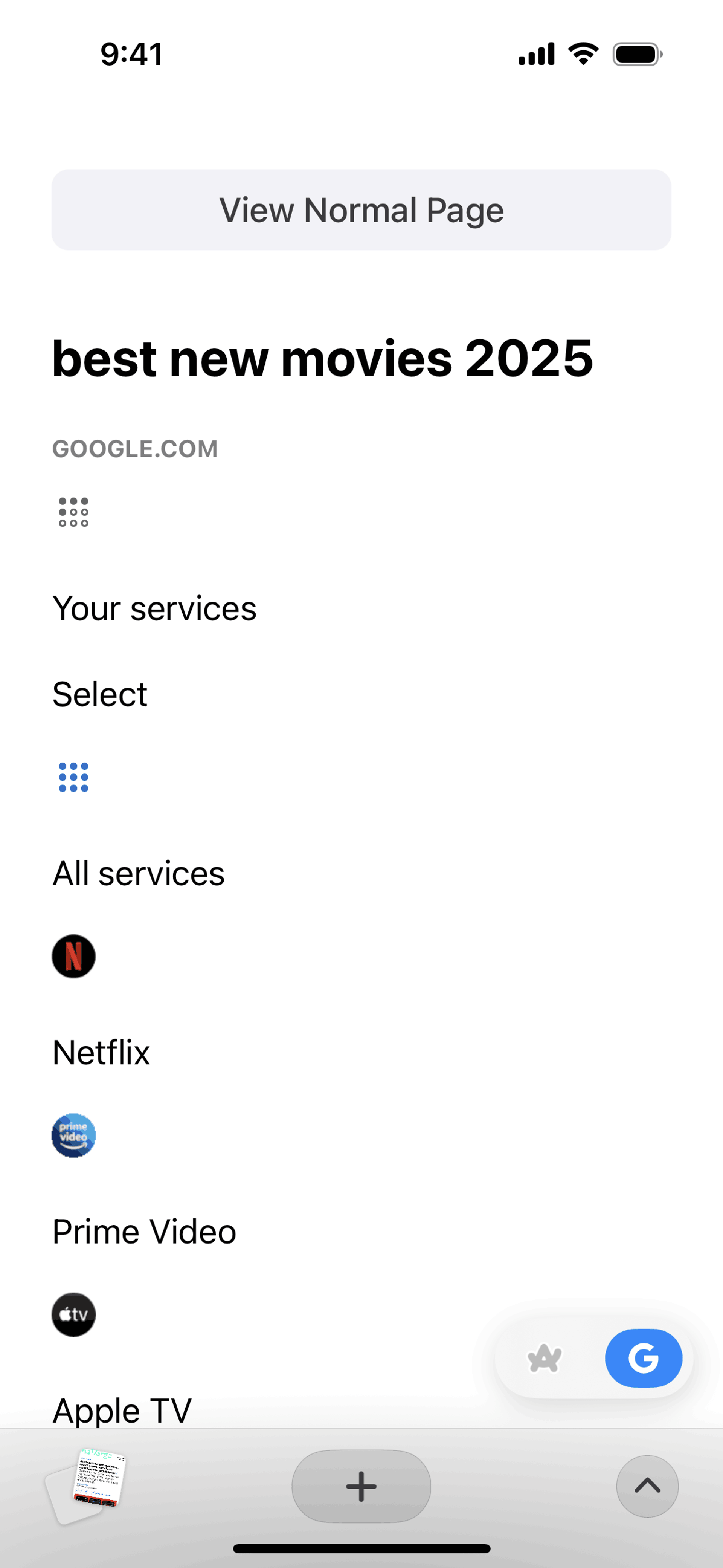 Arc Search iOS UI screenshot 17