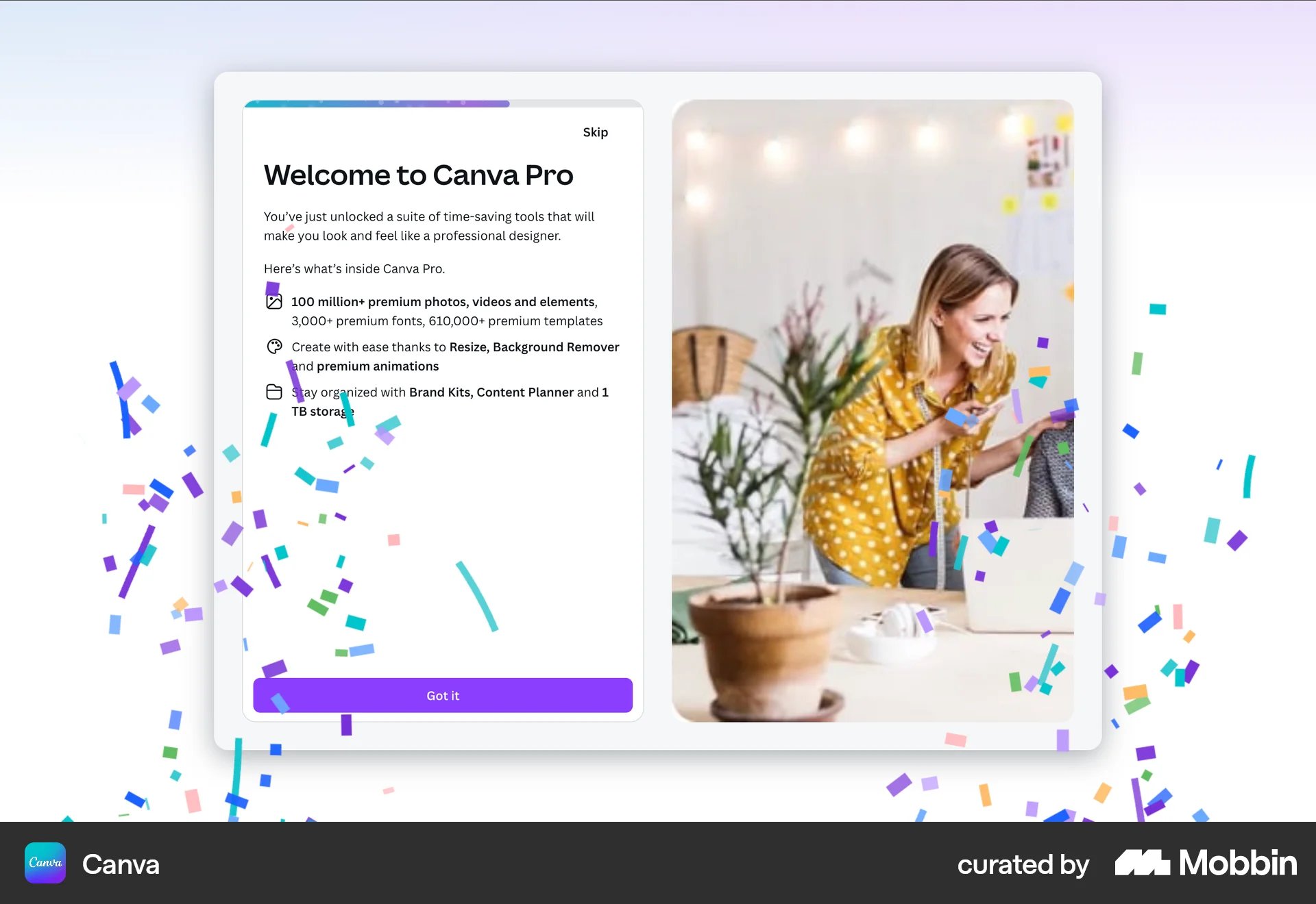 Onboarding on Canva (web) screen 16