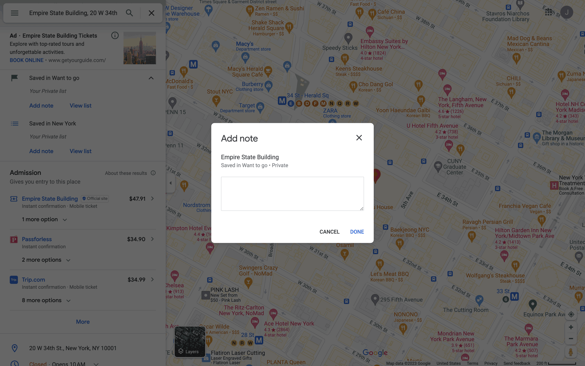 Google Maps Web UI screenshot 4