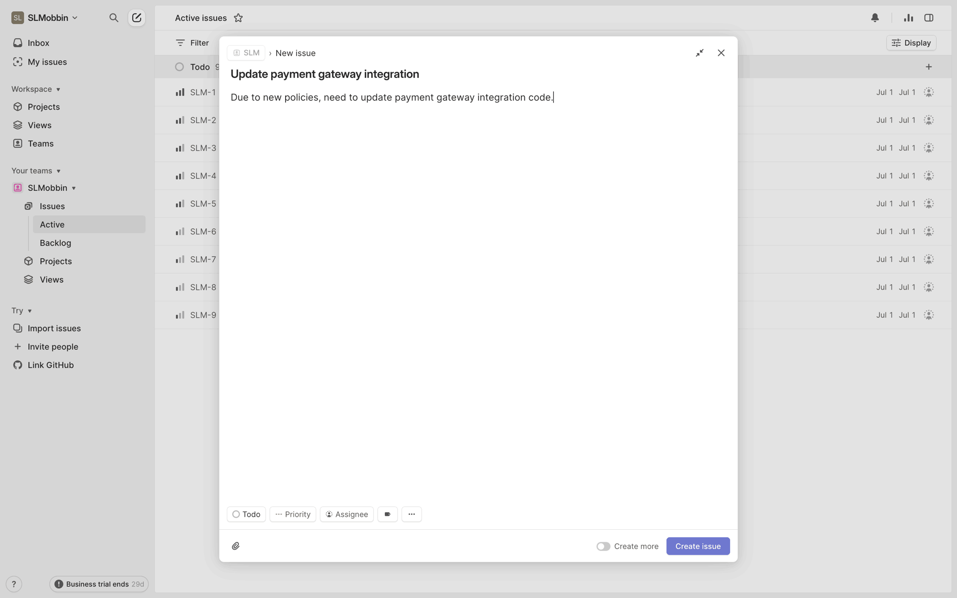 Linear Web UI screenshot 21