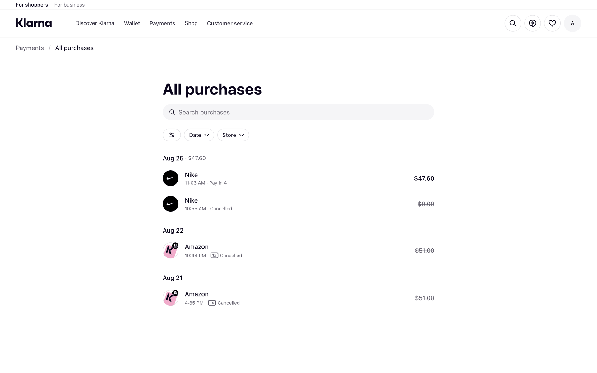 Klarna Web UI screenshot 23