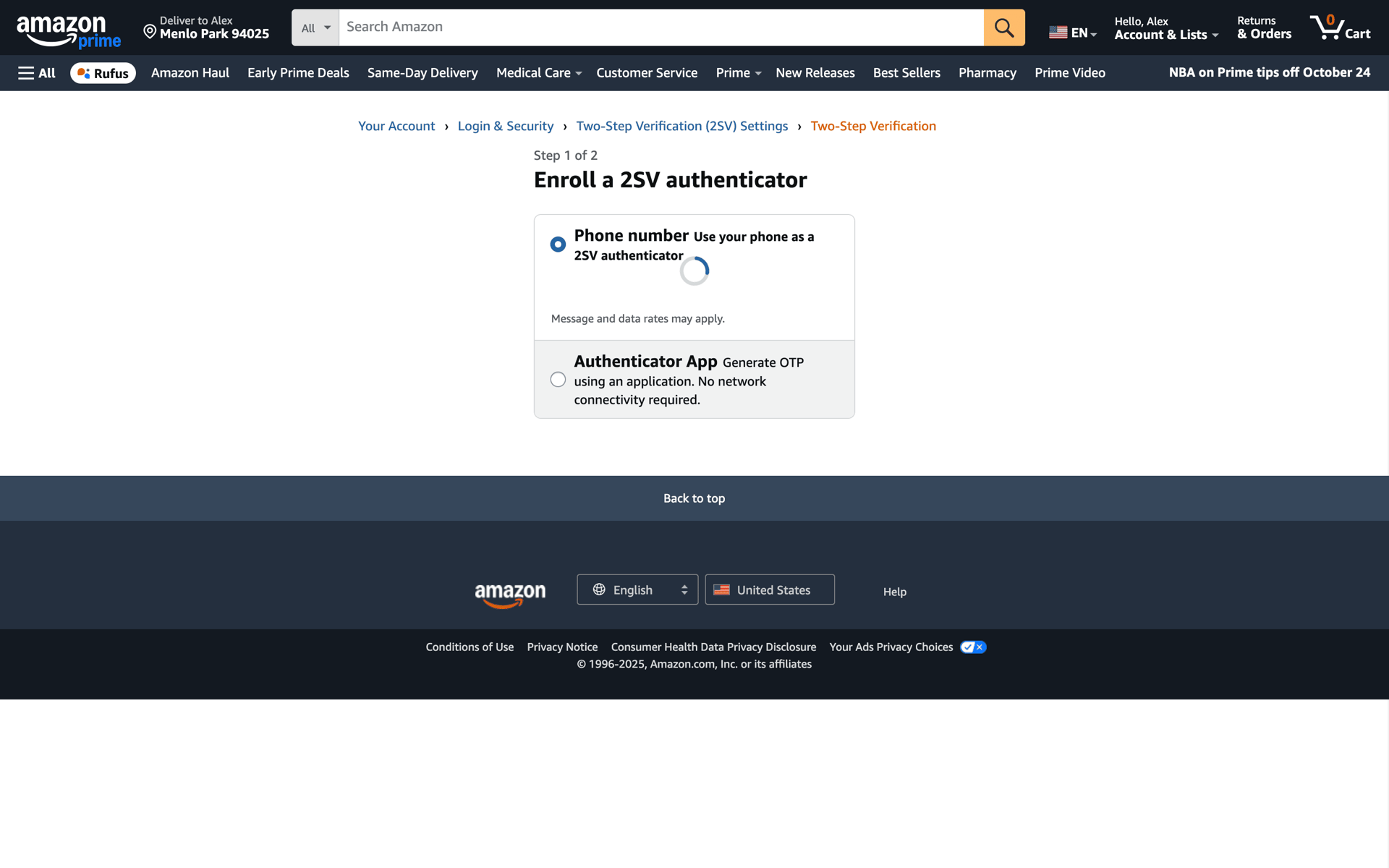 Amazon Web UI screenshot 7