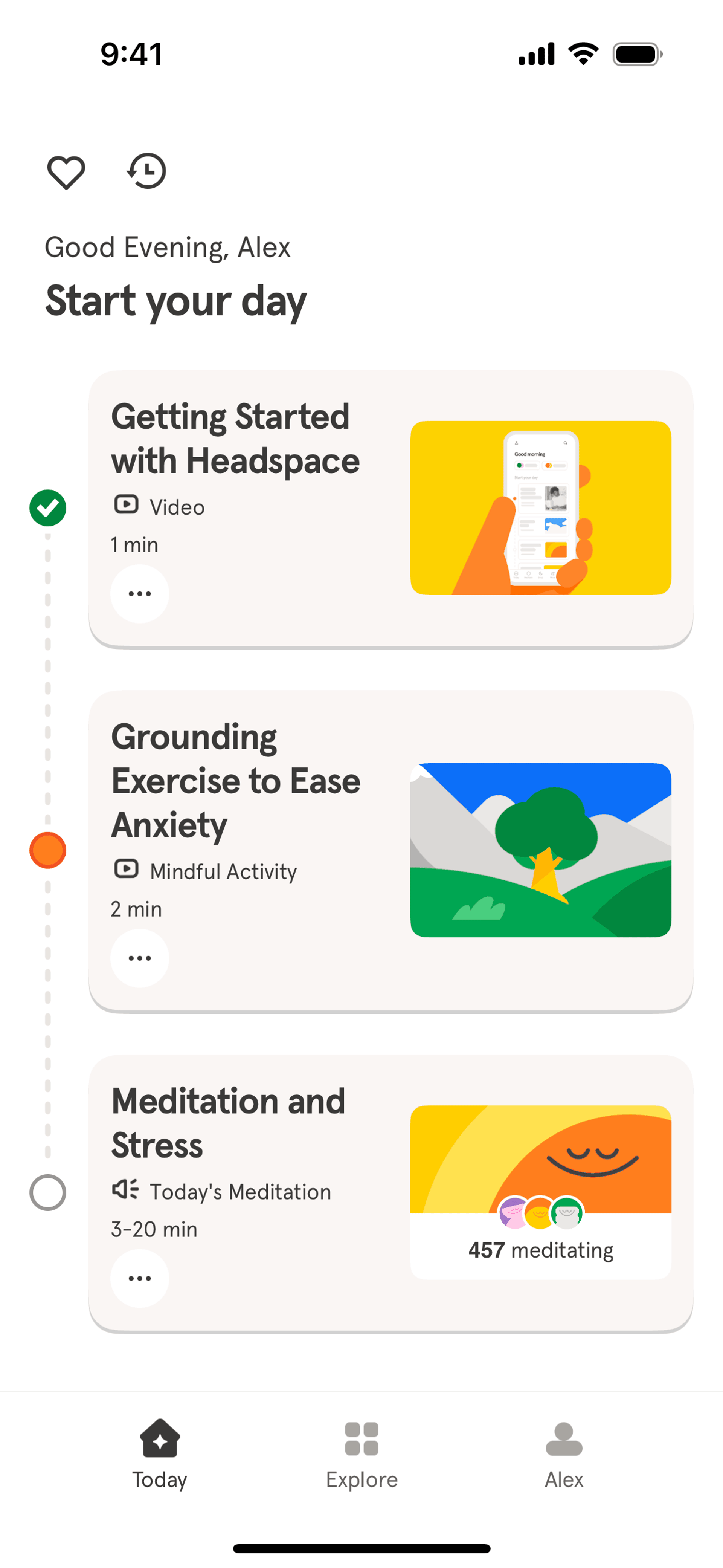 Headspace iOS UI screenshot 2