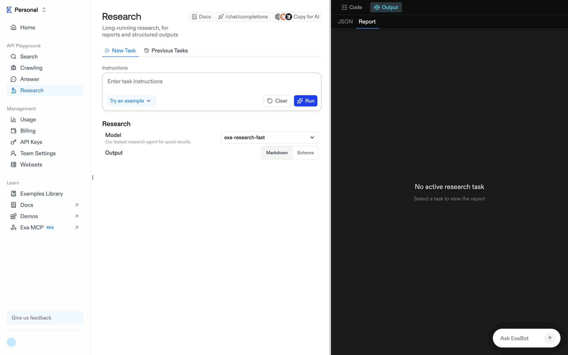 Exa Web UI screenshot 19