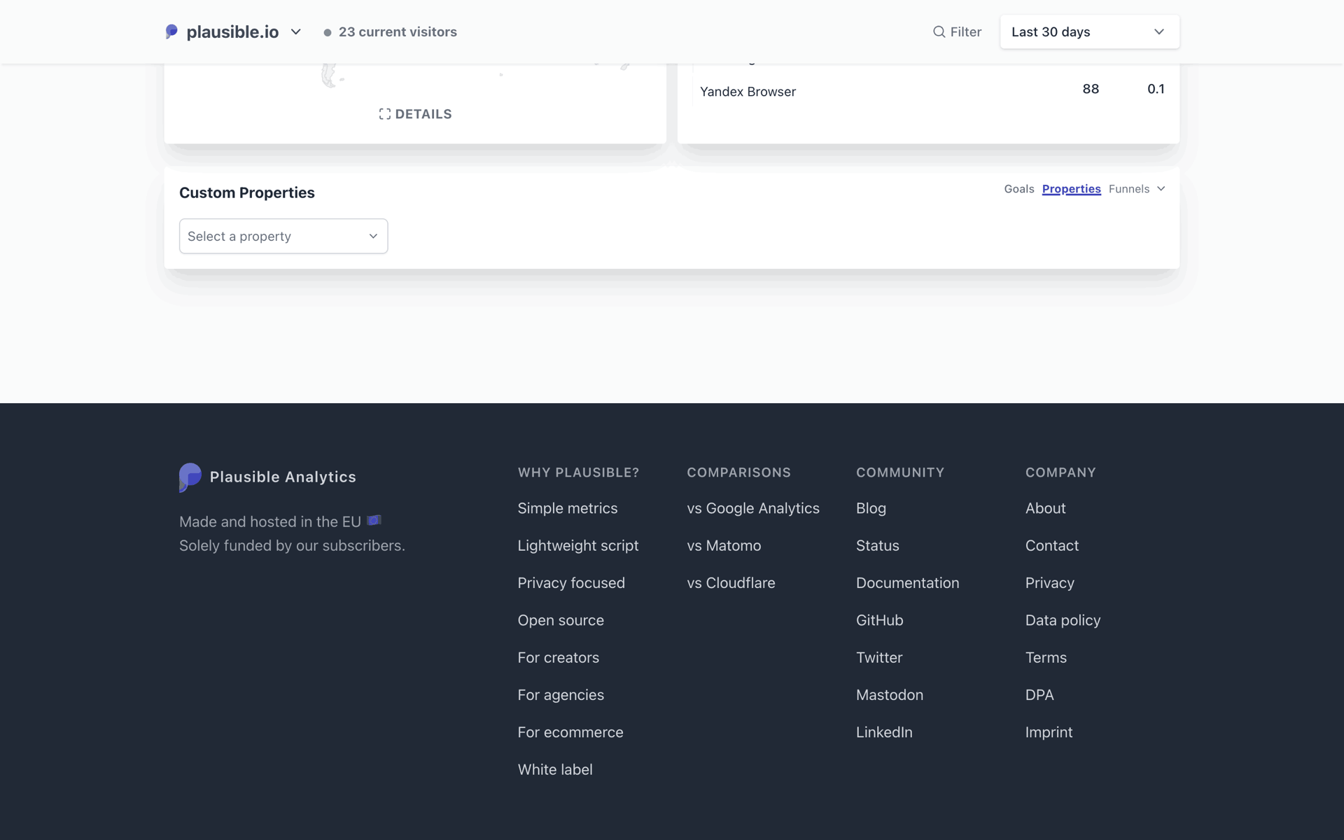 Plausible Analytics Web UI screenshot 17