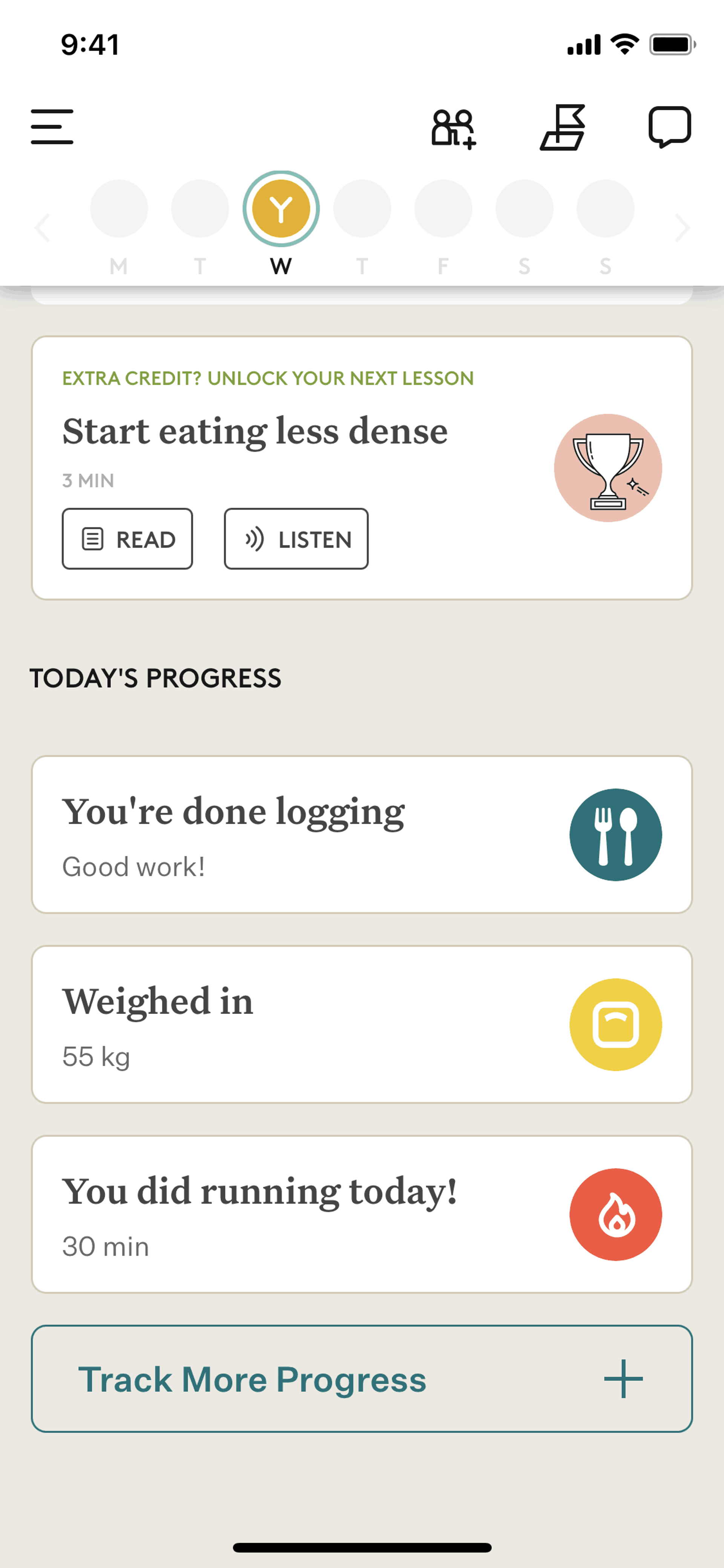 Noom iOS UI screenshot 1