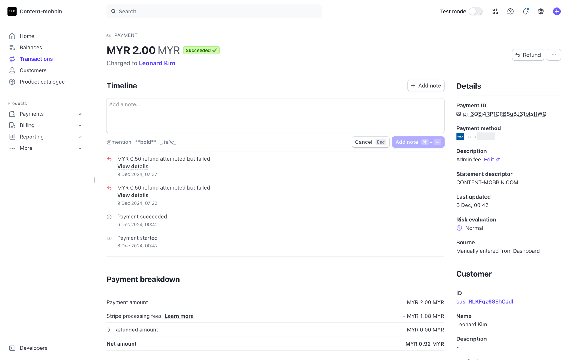Stripe Web UI screenshot 15