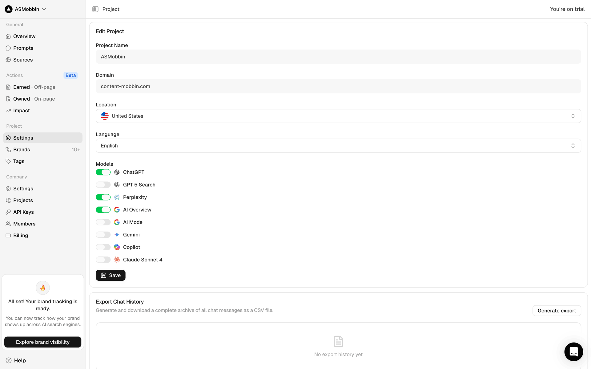 Peec AI Web UI screenshot 16