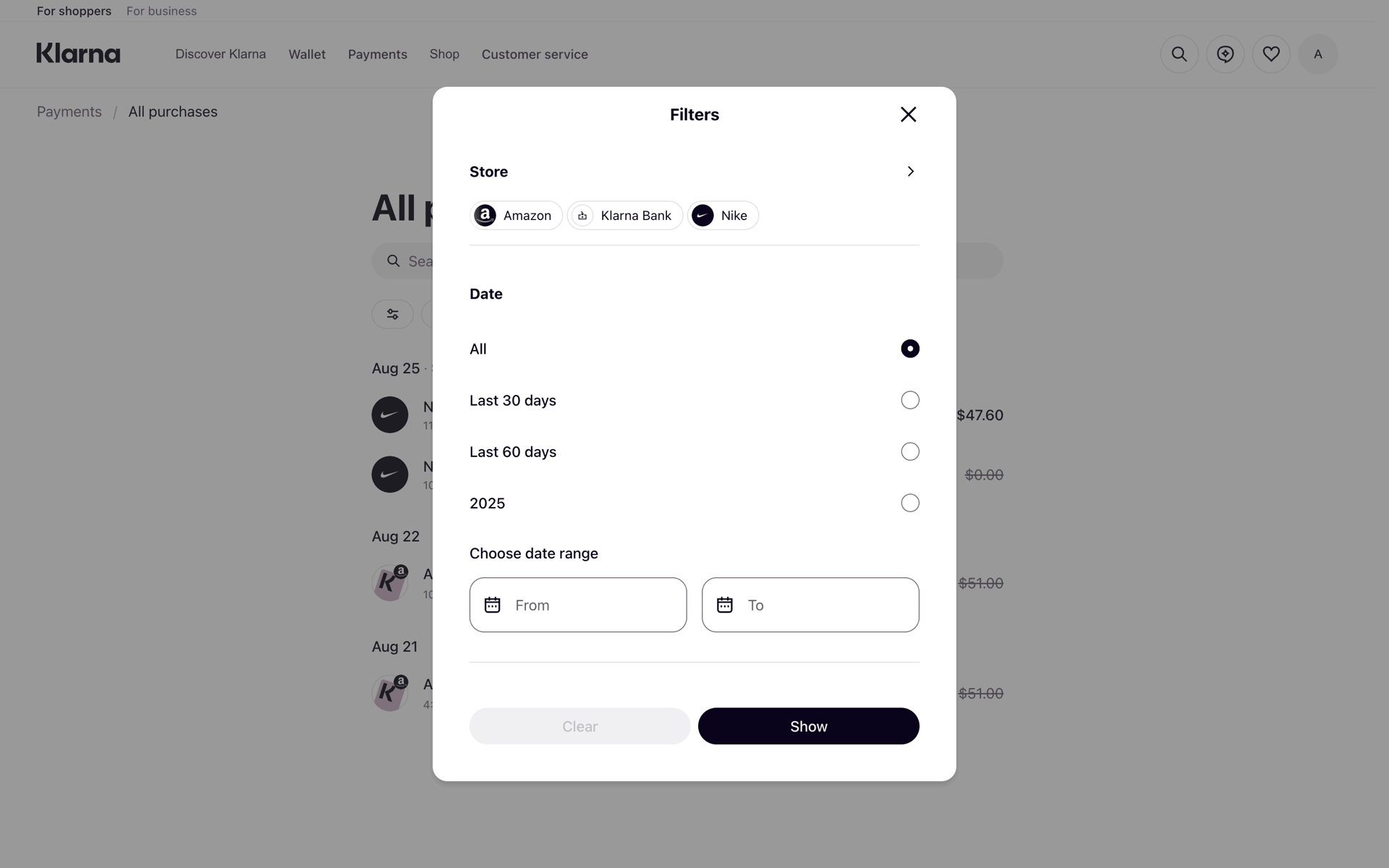 Klarna Web UI screenshot 24