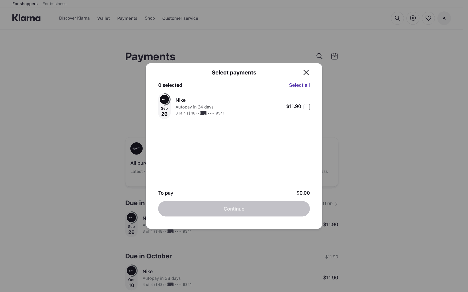 Klarna Web UI screenshot 4
