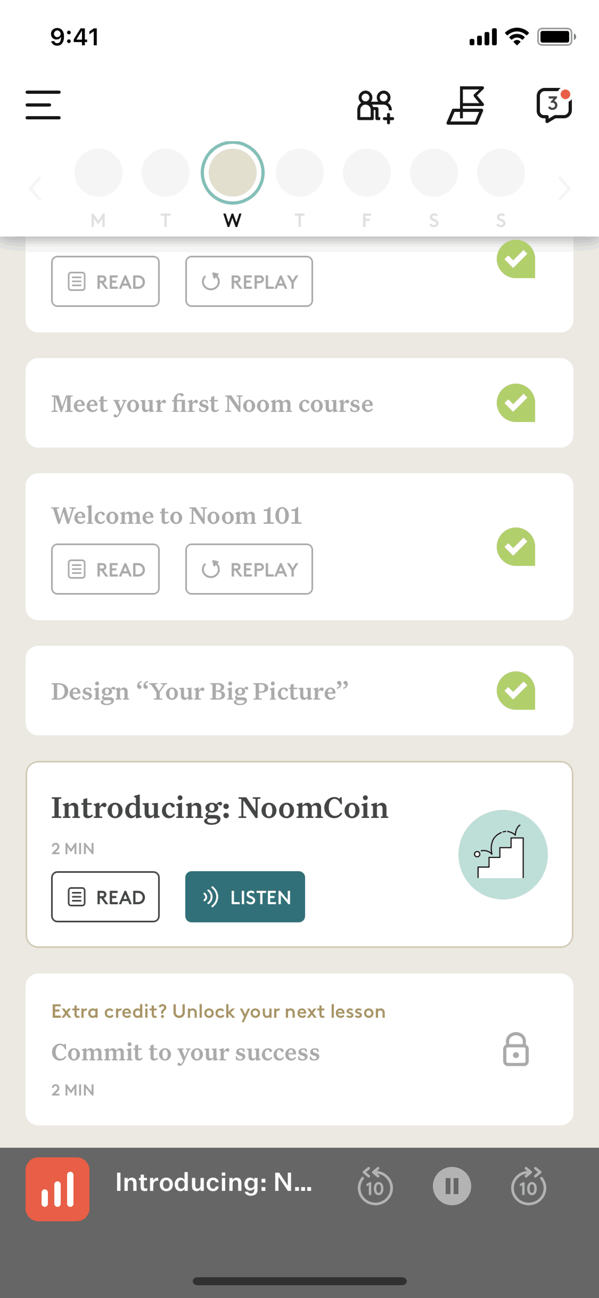 Listening to article audio on Noom (ios) screen 2