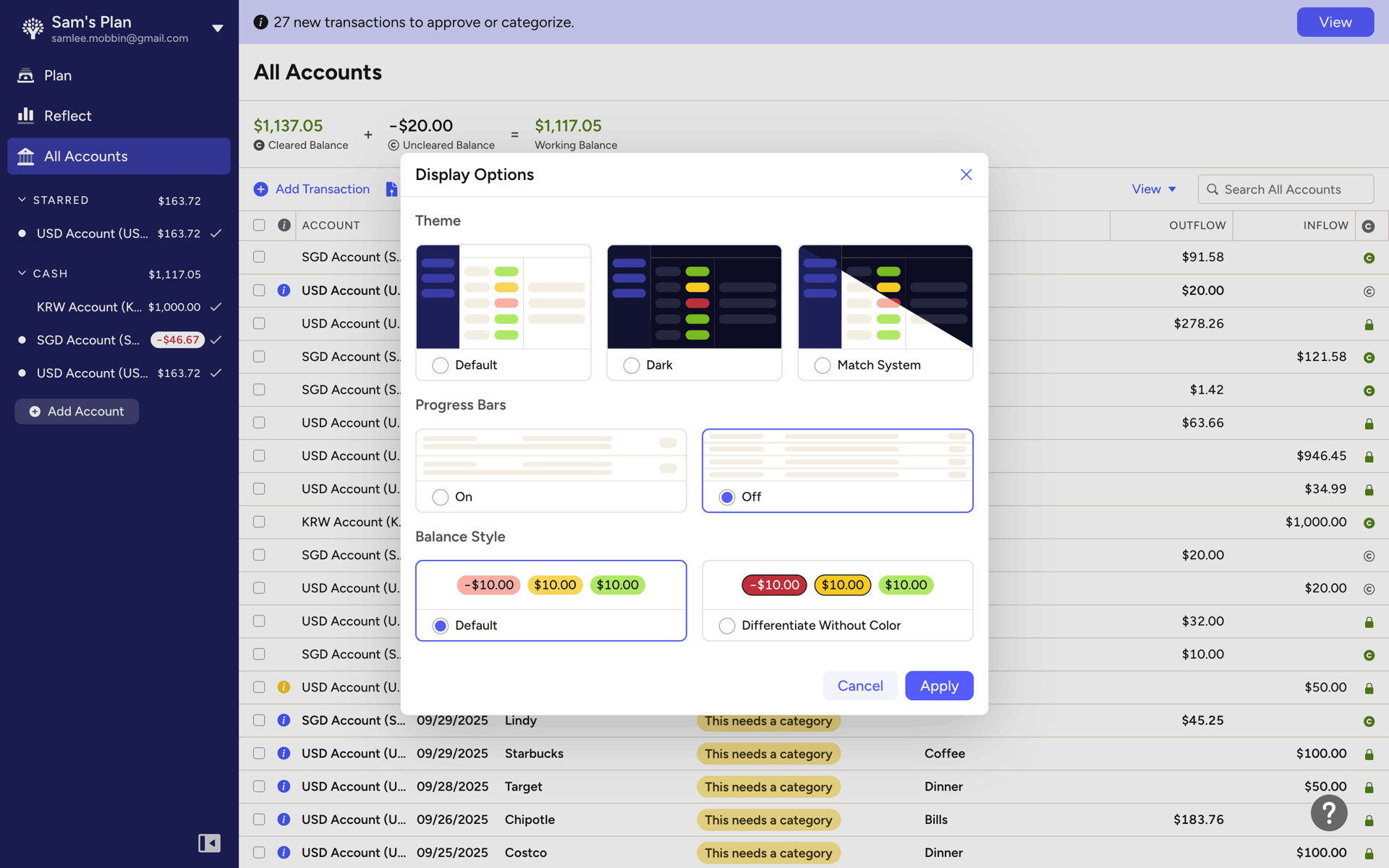 YNAB Web UI screenshot 19