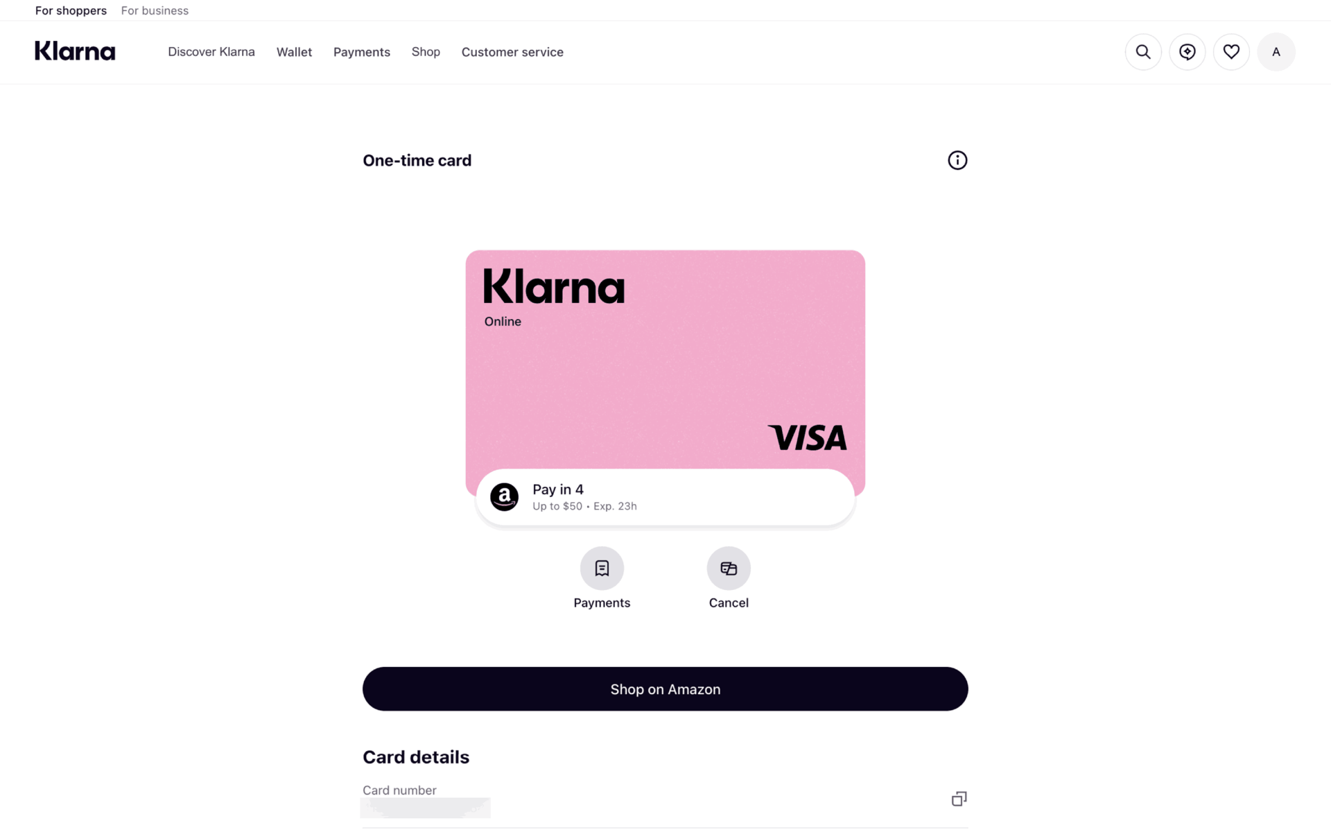 Klarna Web UI screenshot 12