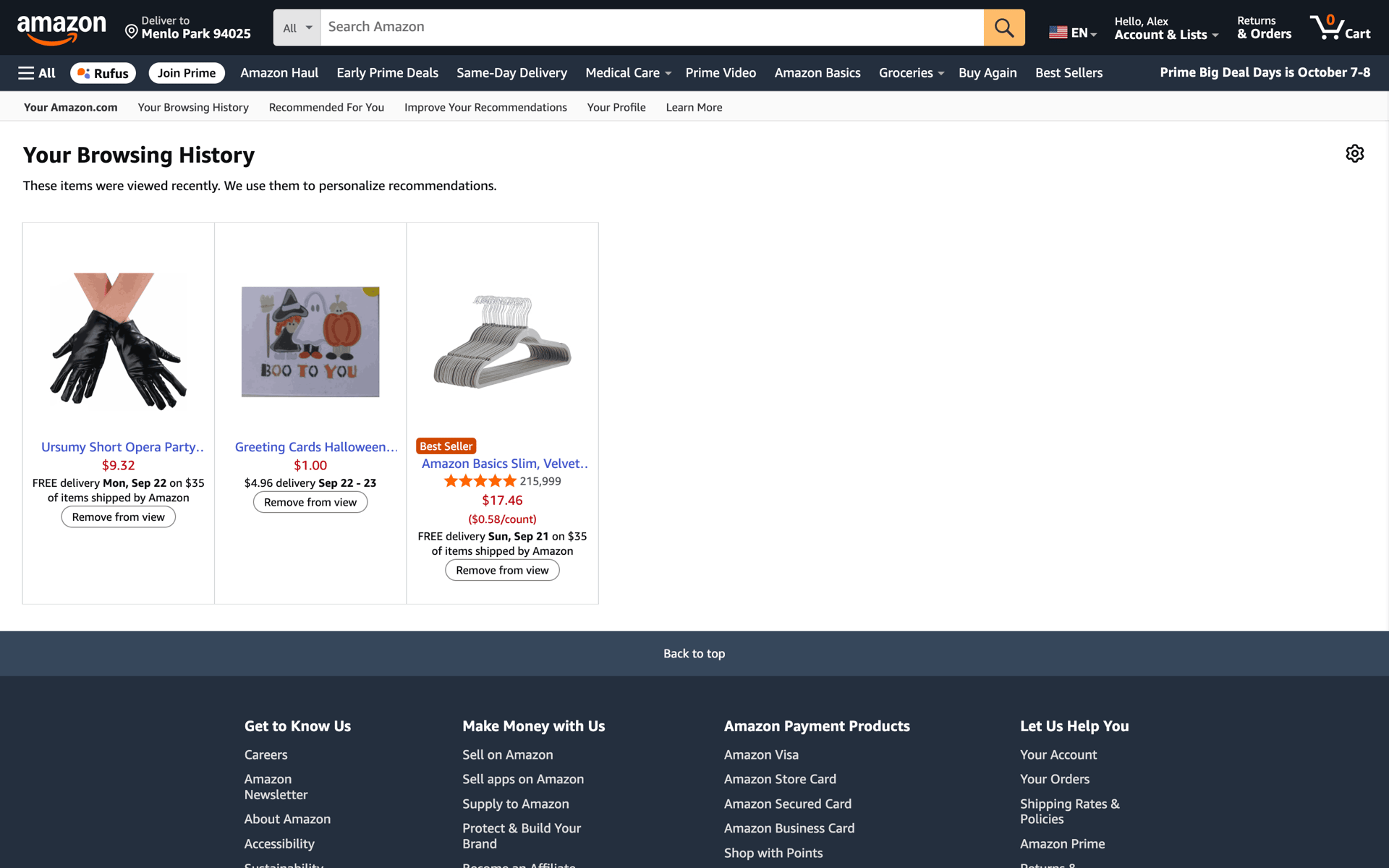 Amazon Web UI screenshot 1