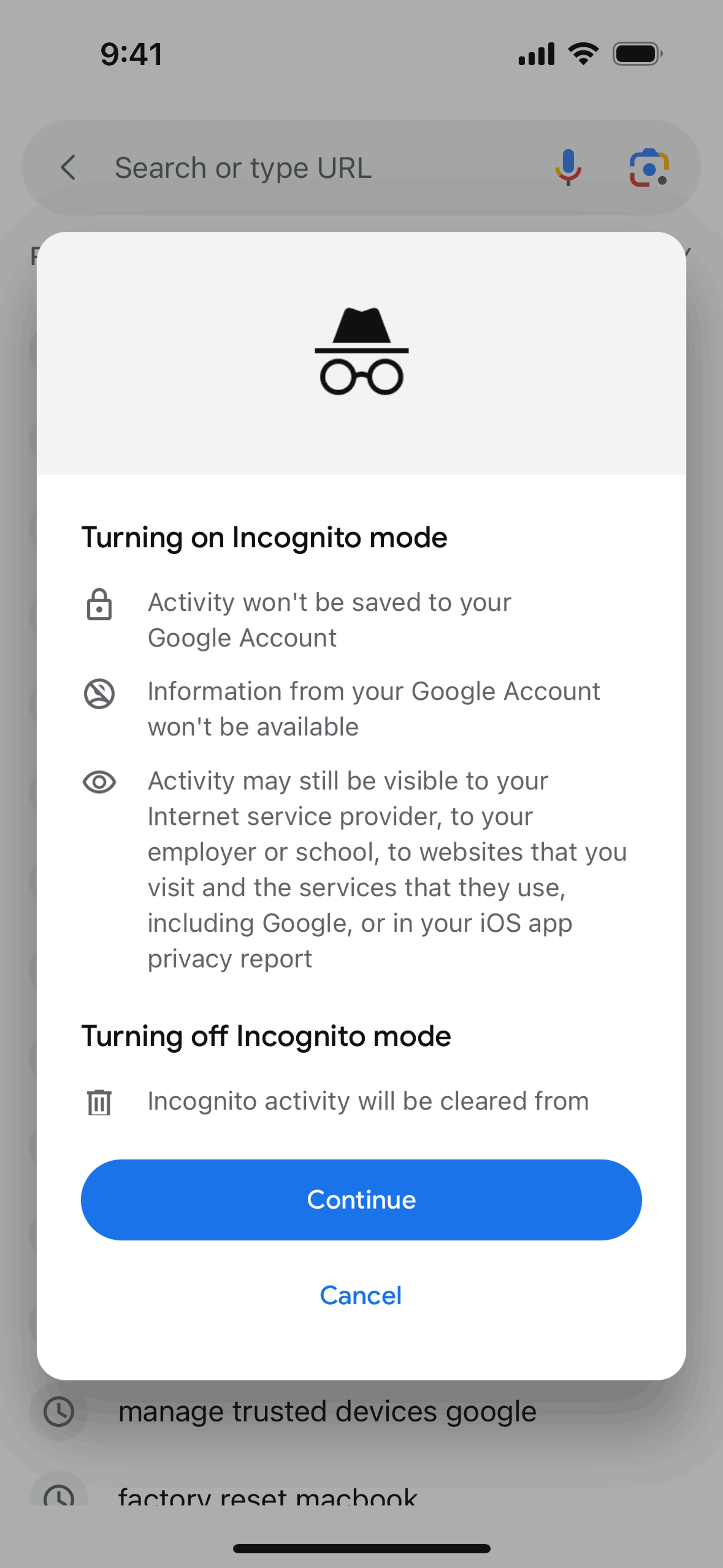 Google iOS UI screenshot 10