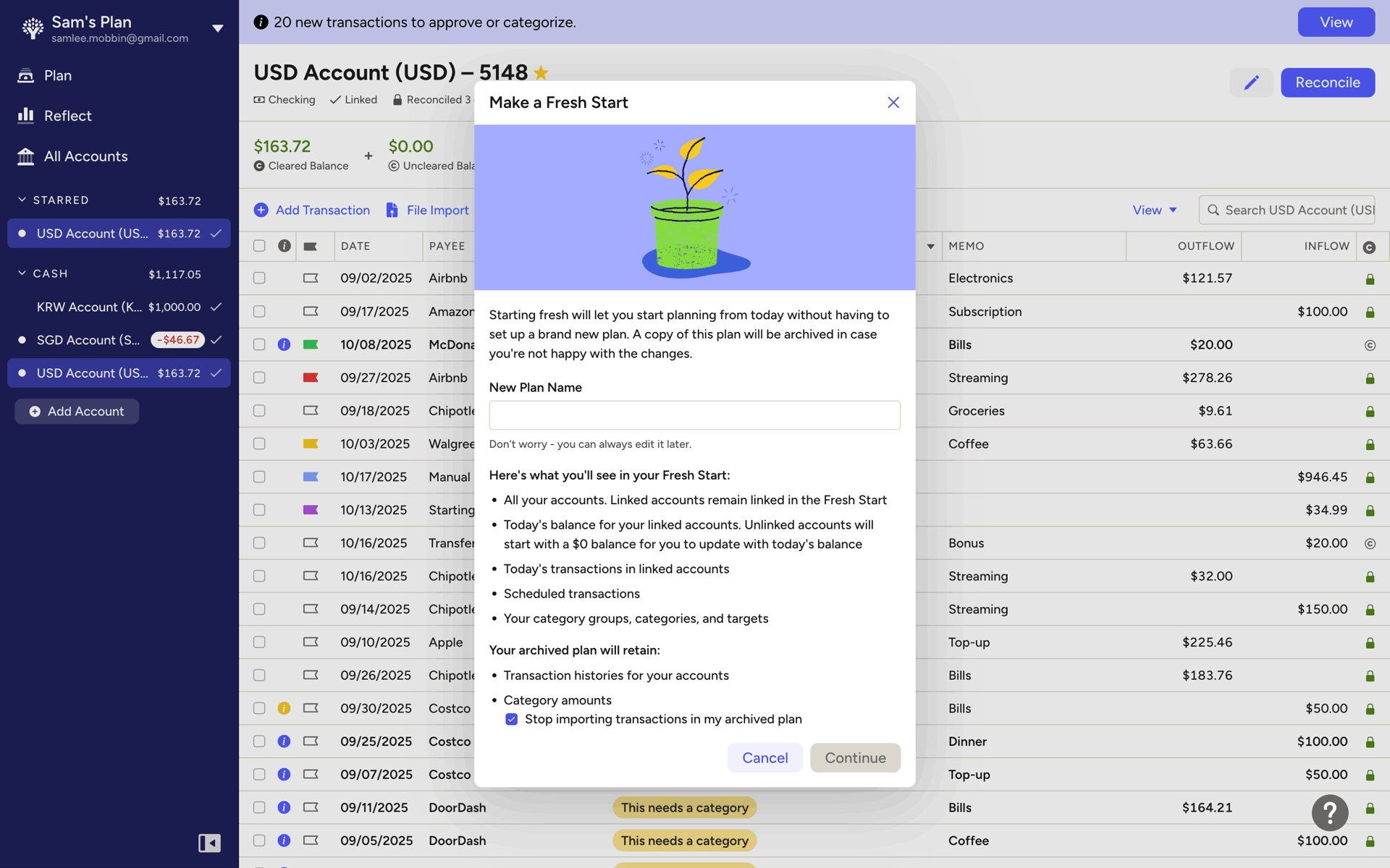 YNAB Web UI screenshot 17