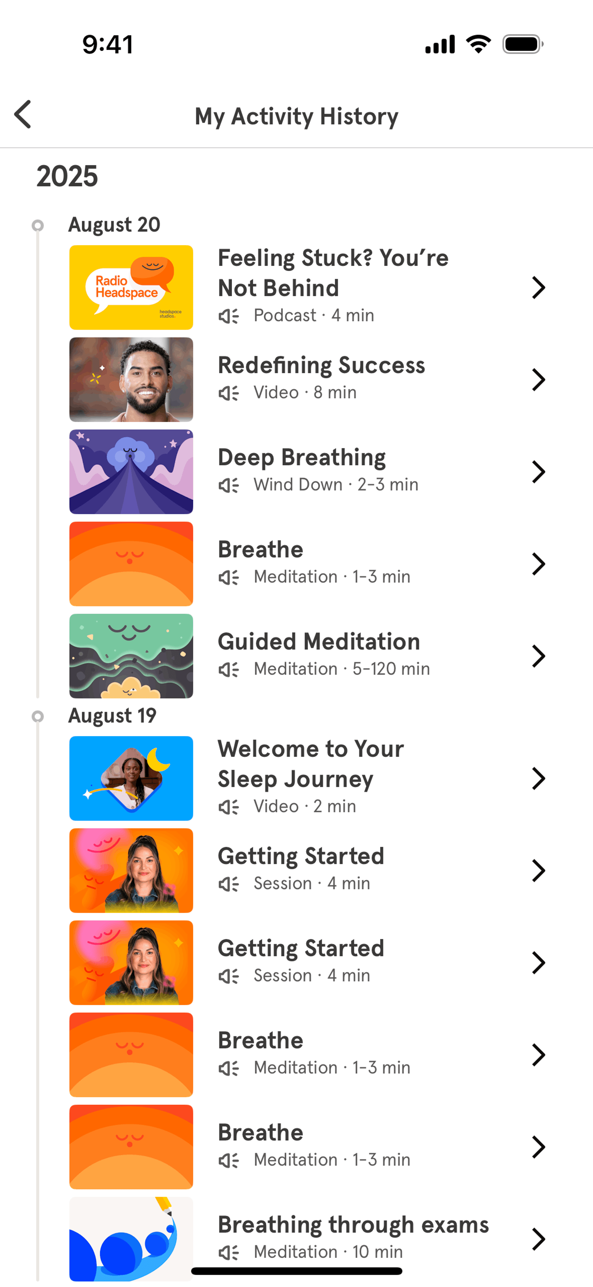 Headspace iOS UI screenshot 13